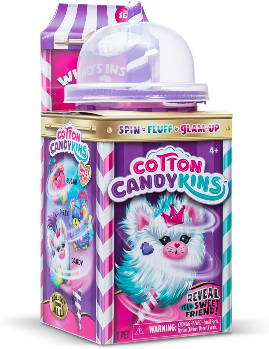 Cotton Candykins - Spin-to-Reveal Fluffy Plush Collectible with Styling Accessories