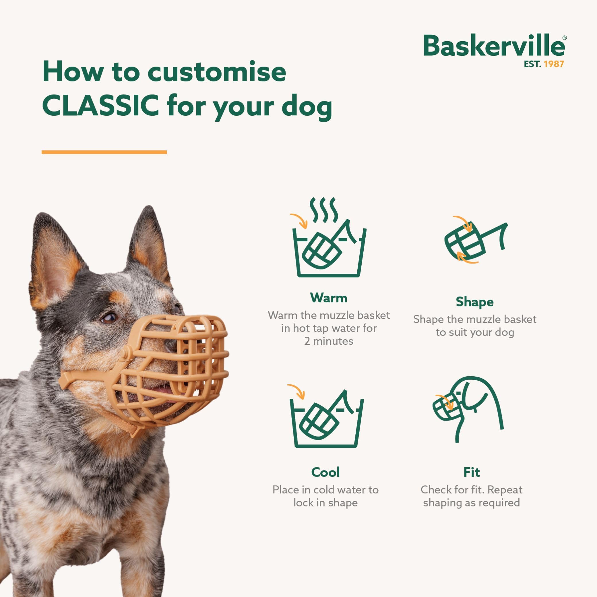 Baskerville Classic Basket Muzzle - Size 5, Prevents Biting & Scavenging | Brown 6