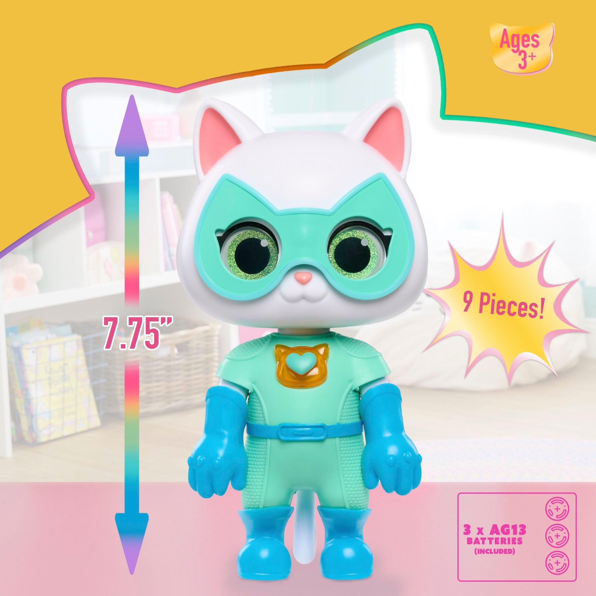 Just Play SuperKitties Transforming Bitsy Figure - Cat-Tastic Action Toy for Kids 3+ 4