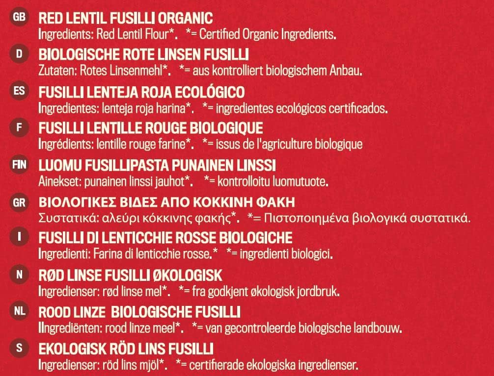 Profusion Organic Red Lentil Fusilli 250g 4