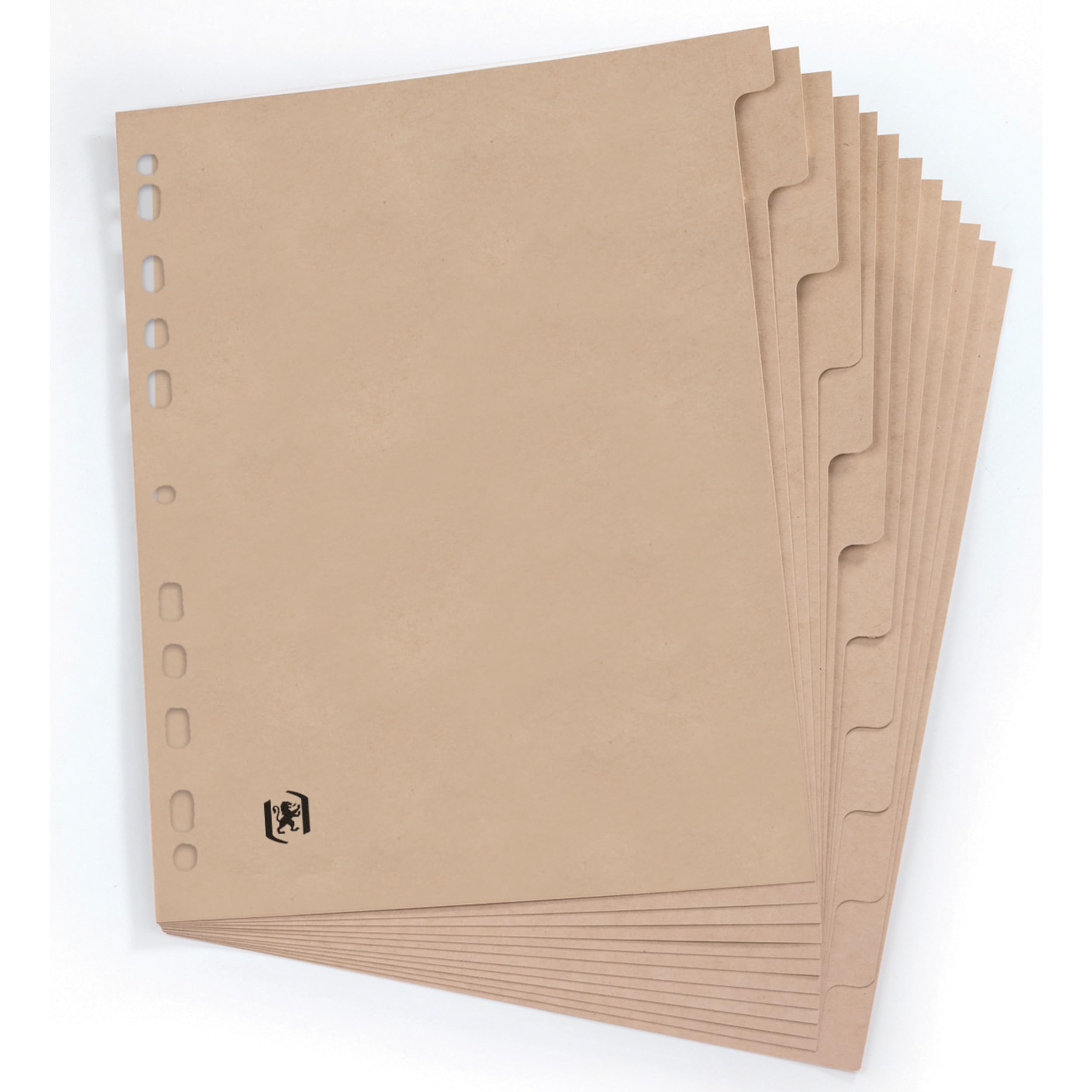 Oxford Touareg A4 Binder Dividers - 12 Tabs, Recycled Cardboard, Beige Kraft | Blue Angel Certified