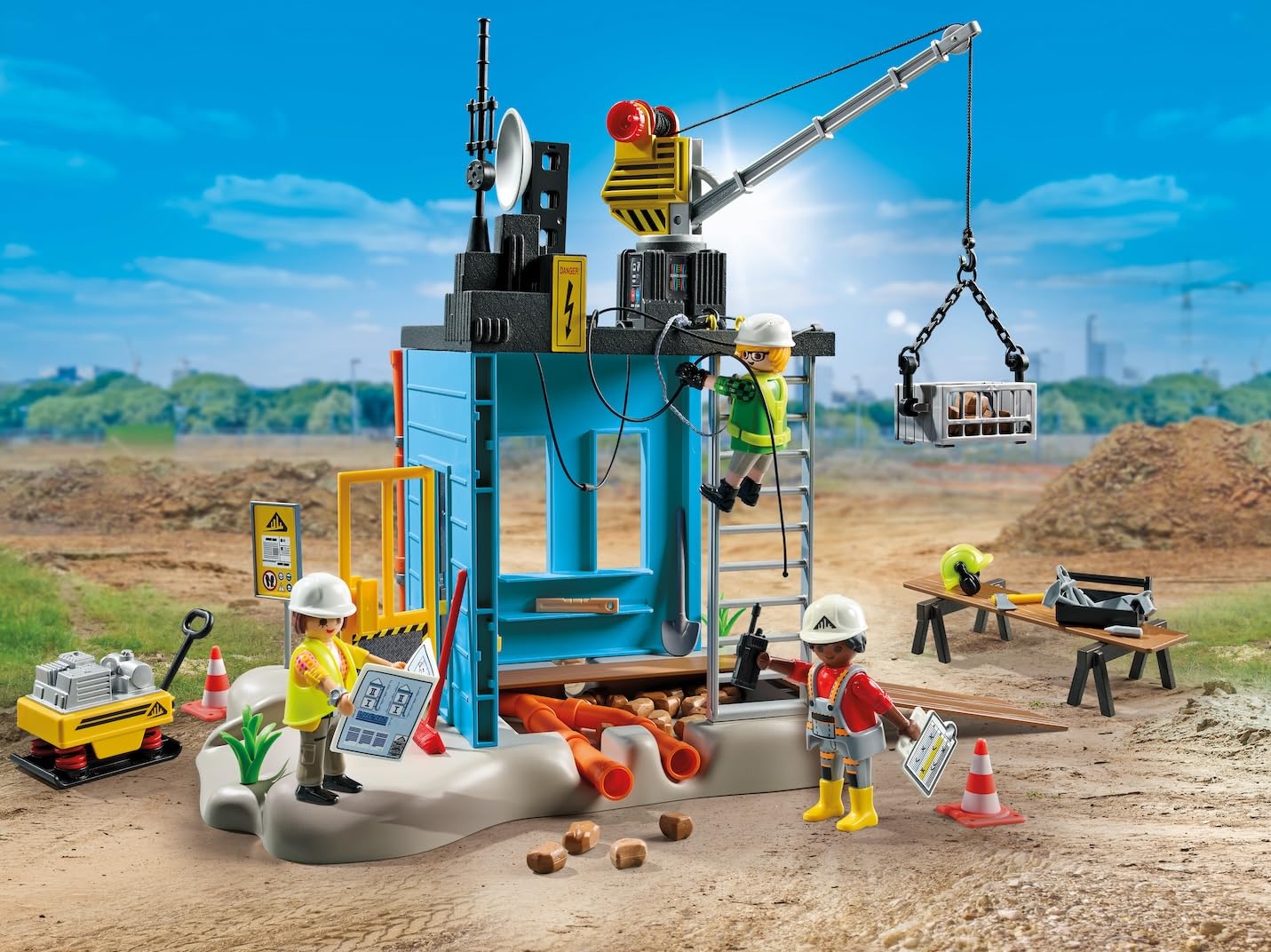 Playmobil 71650 Action Heroes: Construction Site Promo Pack - Building Playset for Kids 4+ 3