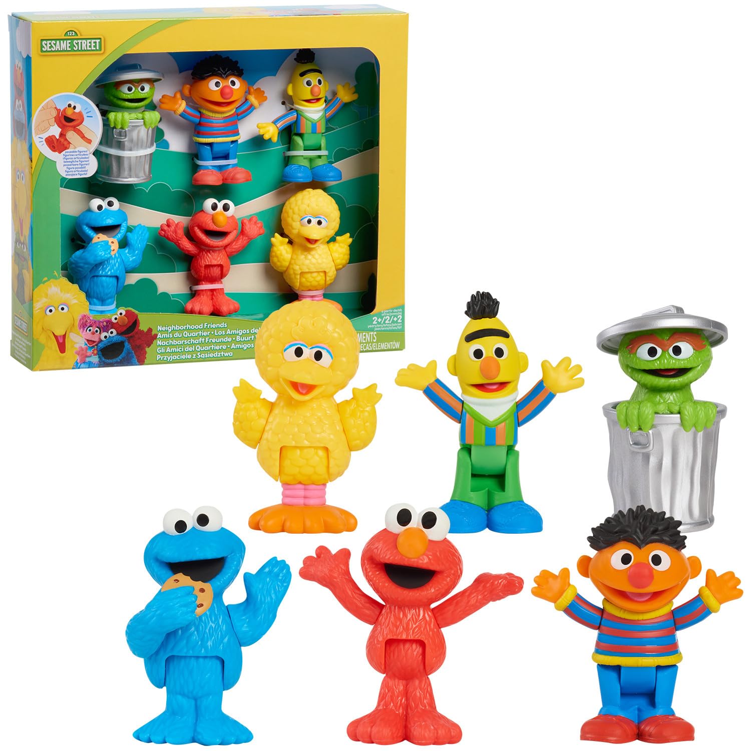 Just Play Sesame Street Neighborhood Friends 6-Pack - 3-Inch Poseable Figures for Kids Ages 2+