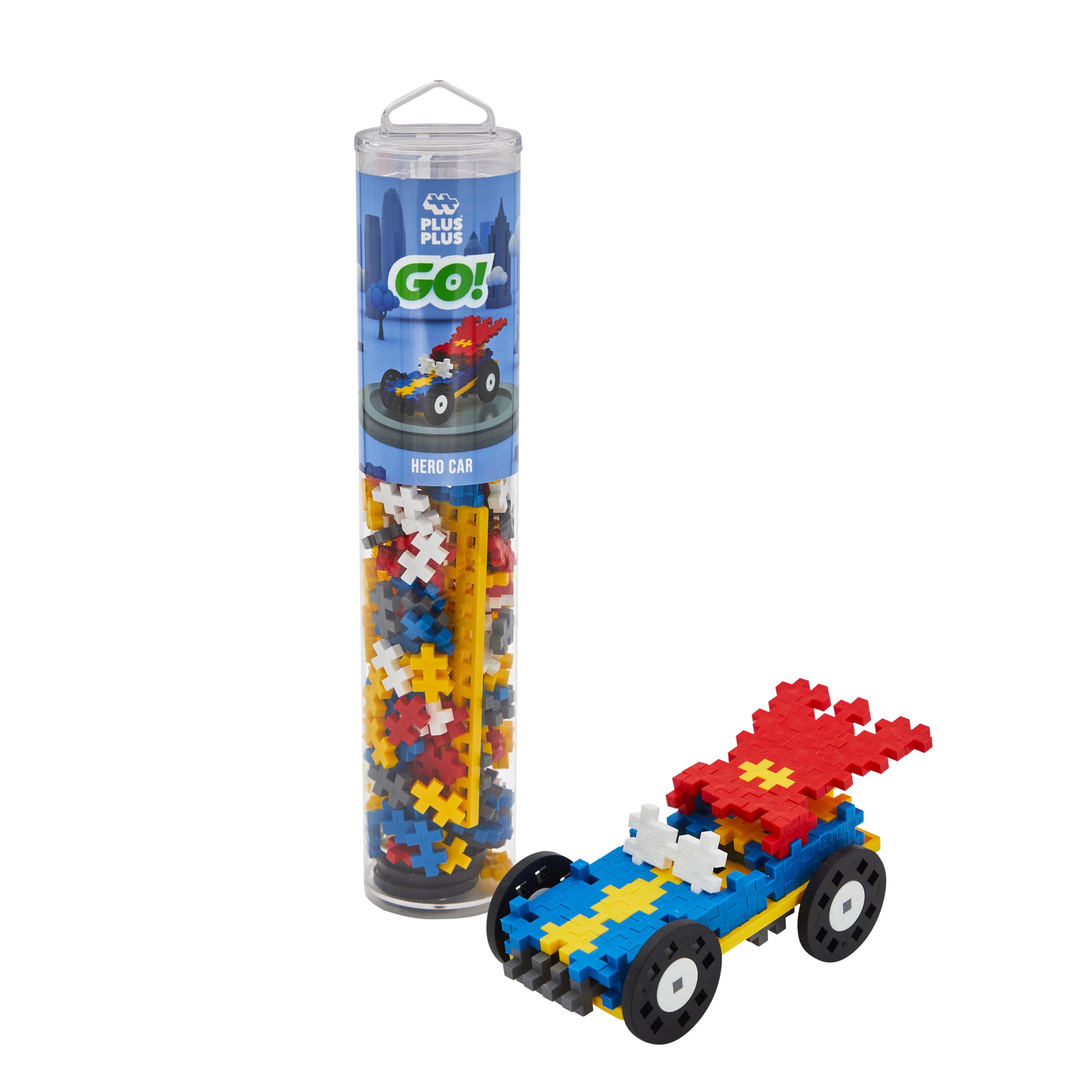 PLUS PLUS Go Superhero Car Building Set - 200 Pieces | Ages 5+ | STEM Toy
