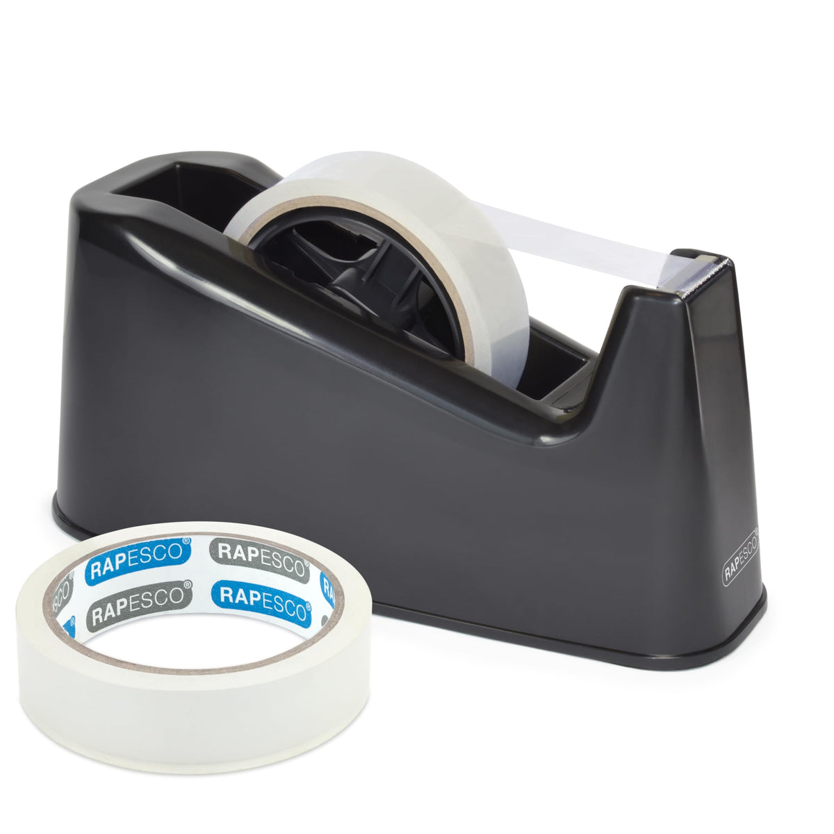 Rapesco 500 Heavy Duty Desktop Tape Dispenser with 2 Tape Rolls - Black