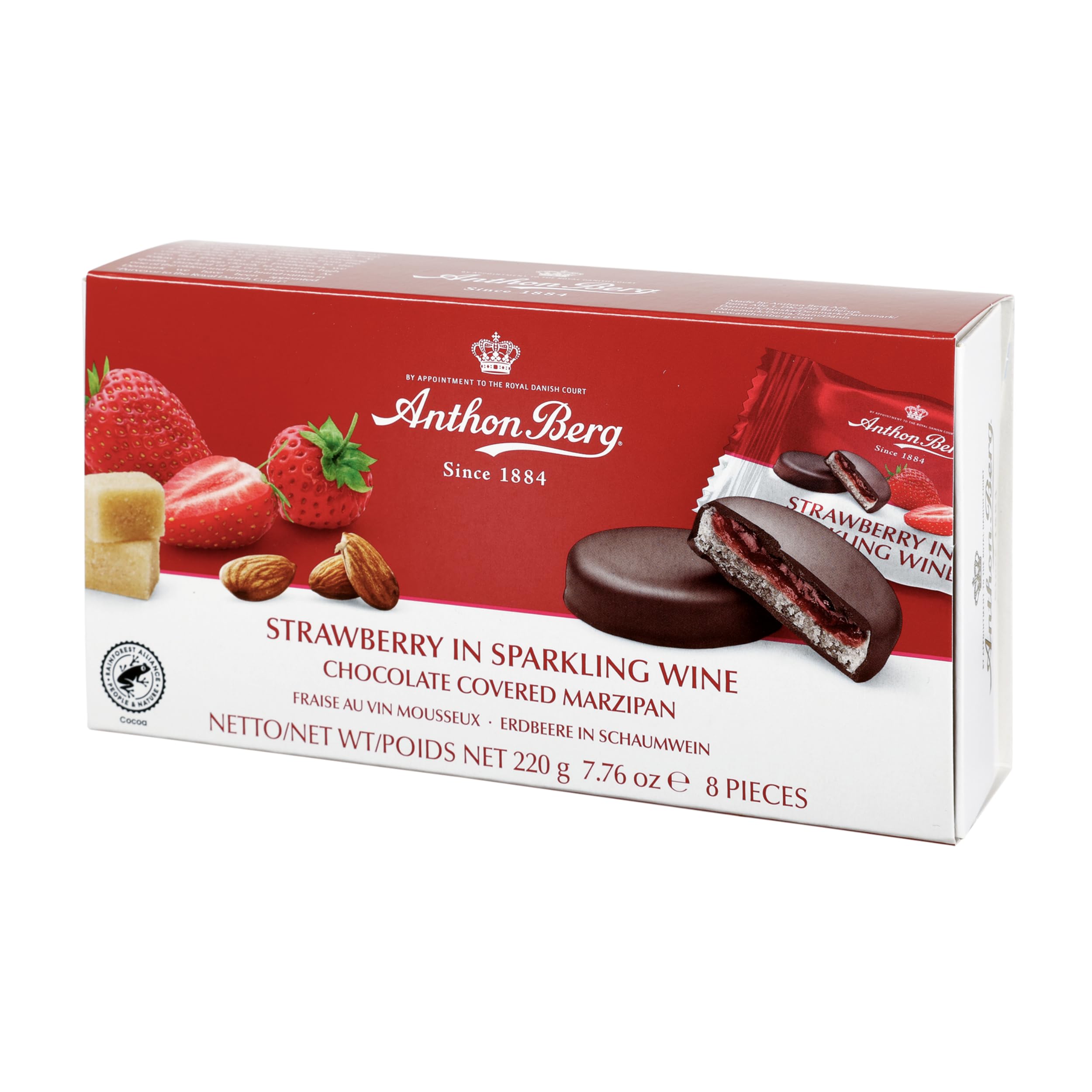 Anthon Berg Dark Chocolate Covered Marzipan Treats - Strawberry in Champagne 220g 7