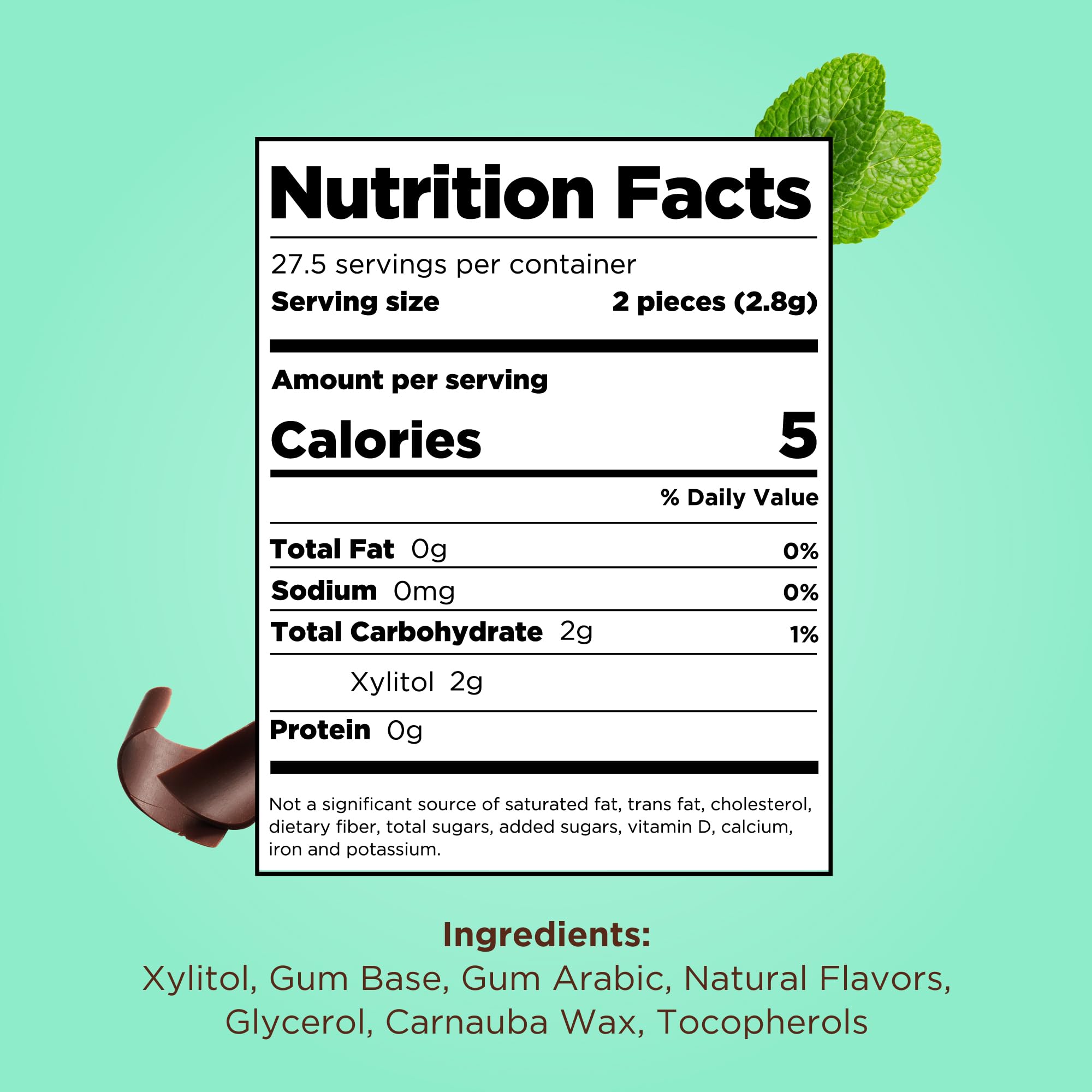 PUR - Natural Chocolate Mint Sugar-Free Chewing Gum (55 Pieces, Pack of 3) 4