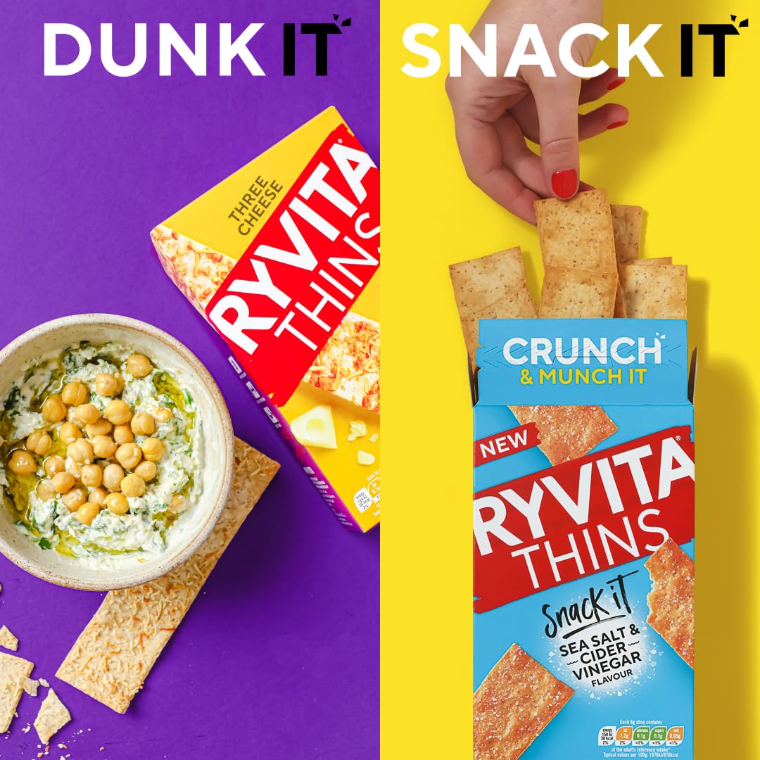 Ryvita Sweet Chilli Thins Flatbreads - Source of Fibre | 6 x 125g Packs | Made in the UK 4