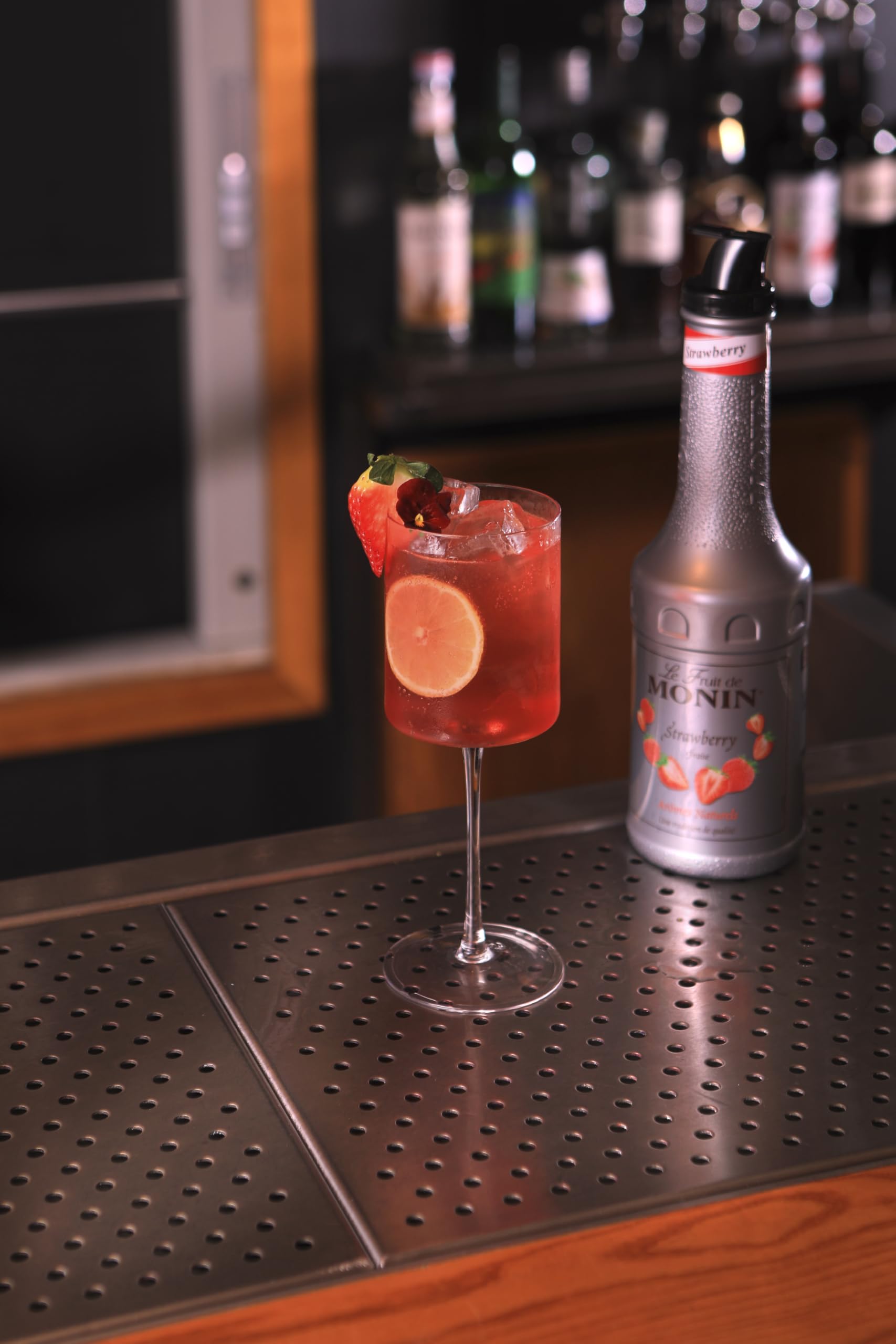 Monin Strawberry Fruit Mix Puree - 50.1% Strawberry Puree | Vegan | 1L PET Bottle 2