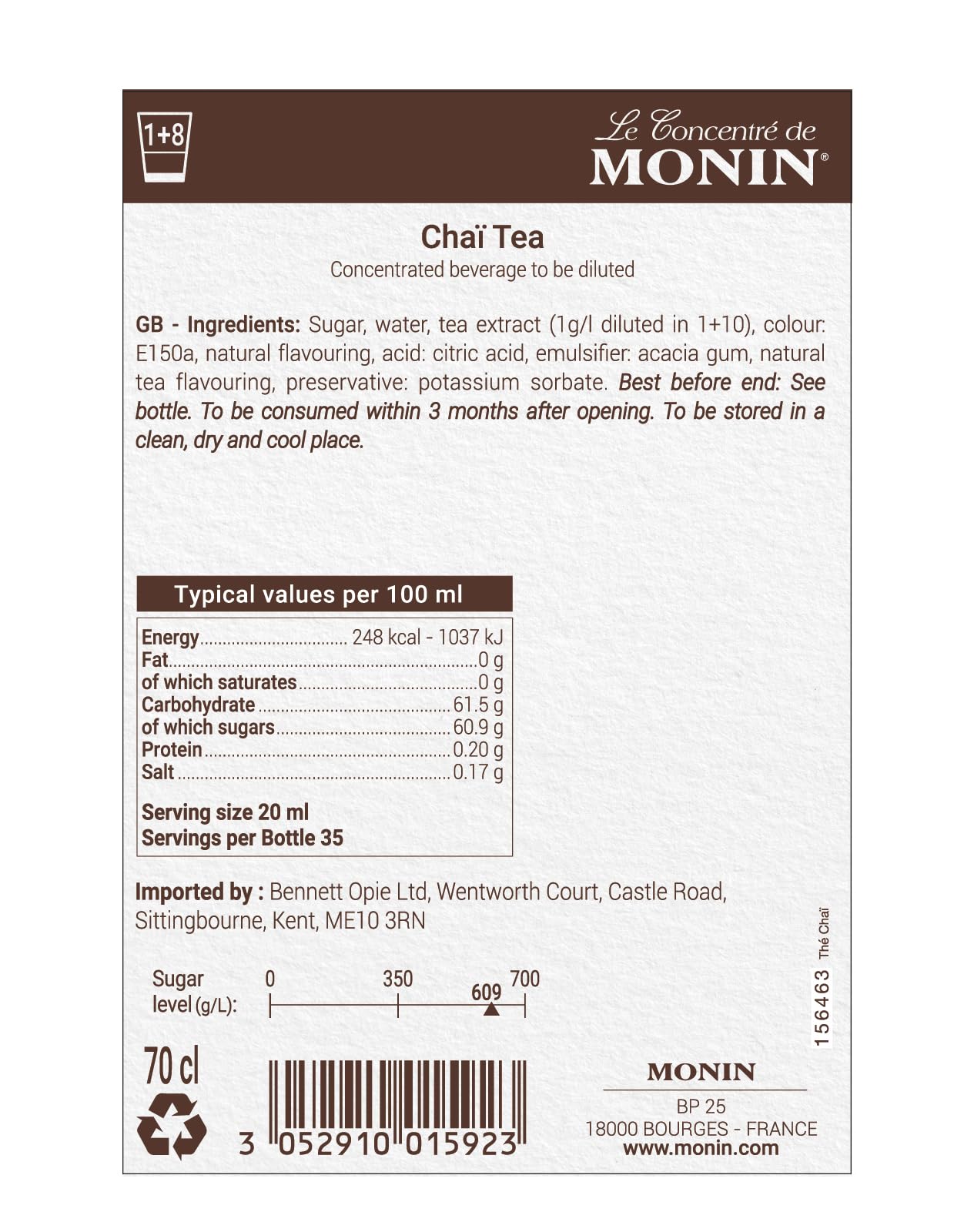 Monin Chai Tea Concentrate 700ml - Premium Beverage Syrup for Lattes, Frappes & Cocktails 4