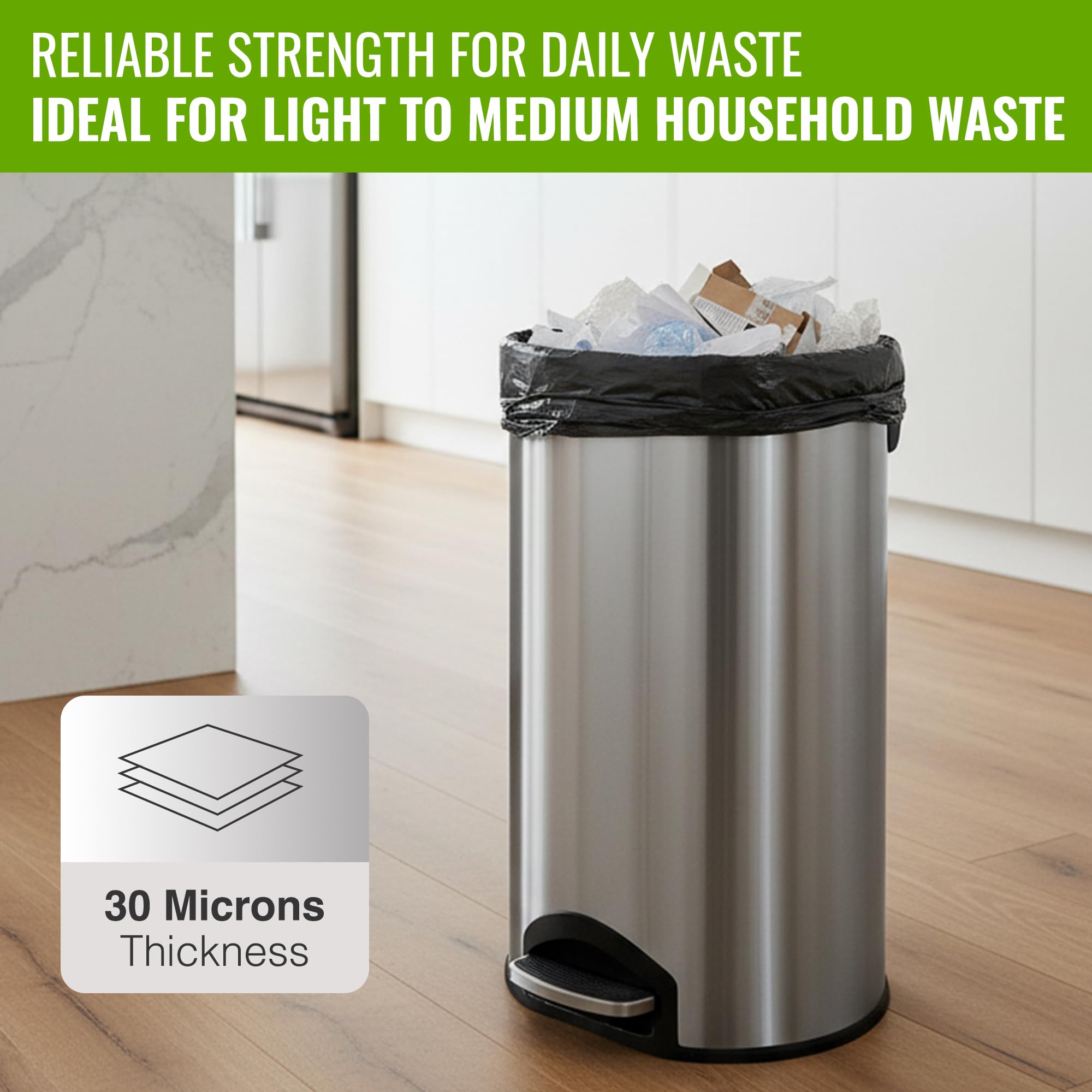 EcoBag Refuse Sacks - 70L Everyday (30µm) Heavy Duty Recyclable Bin Liners, 50 Count 3