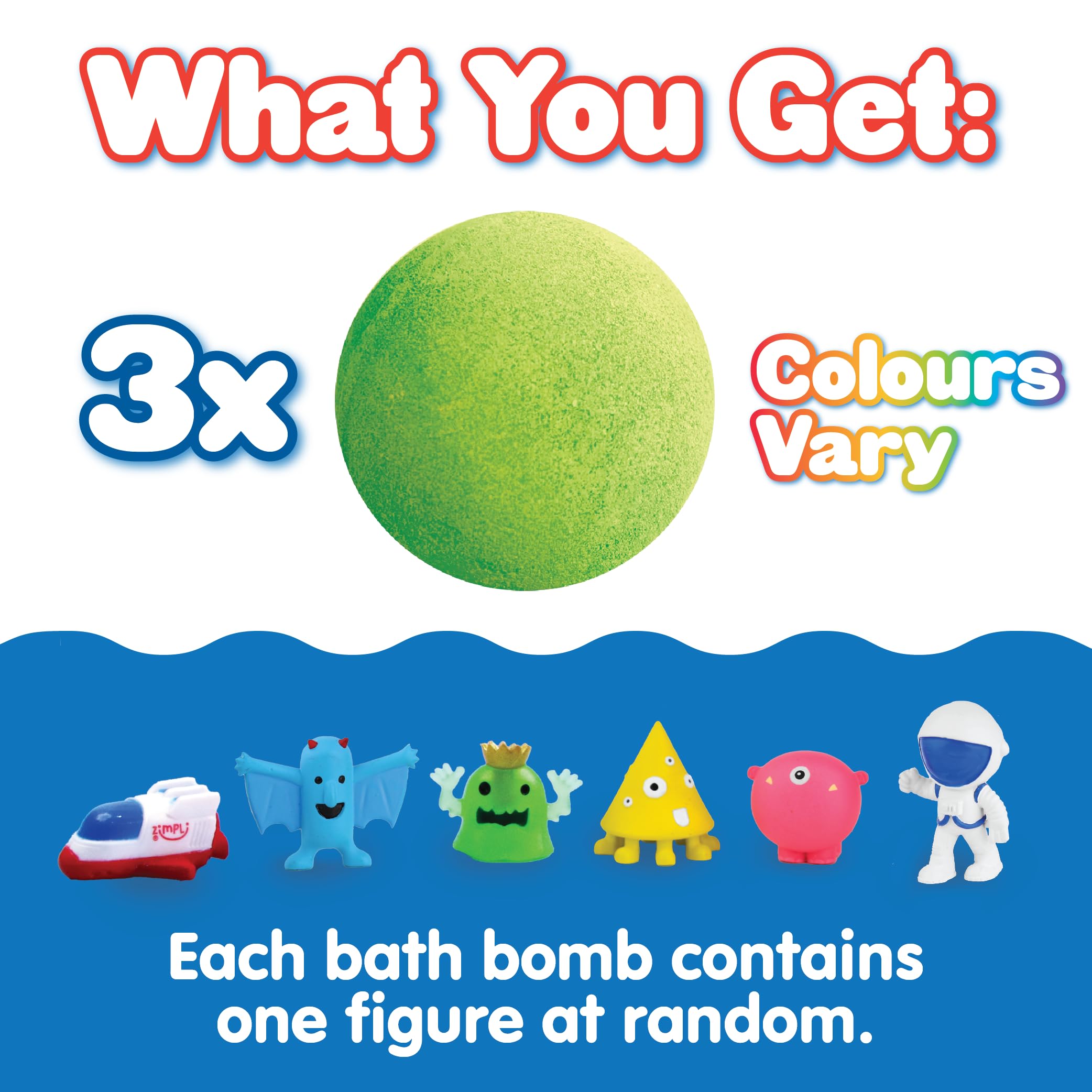 ZIMPLI 3 x 100g Alien Surprise Baff Bombz with Hidden Toy Figure 3