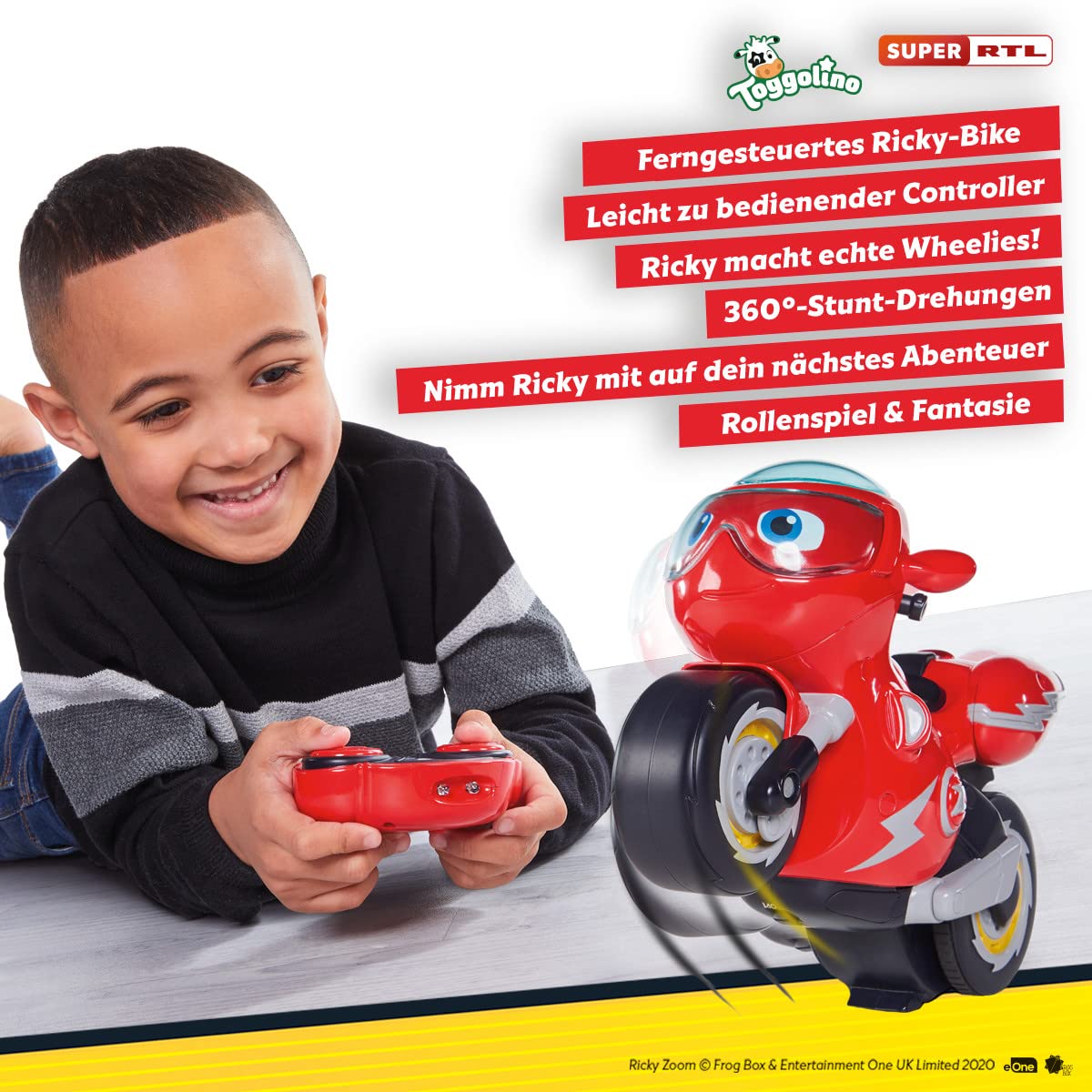Ricky Zoom T20055A Remote-Controlled Stunt Motorcycle Playset - Wheelie & 360 Spin Action for Kids 4