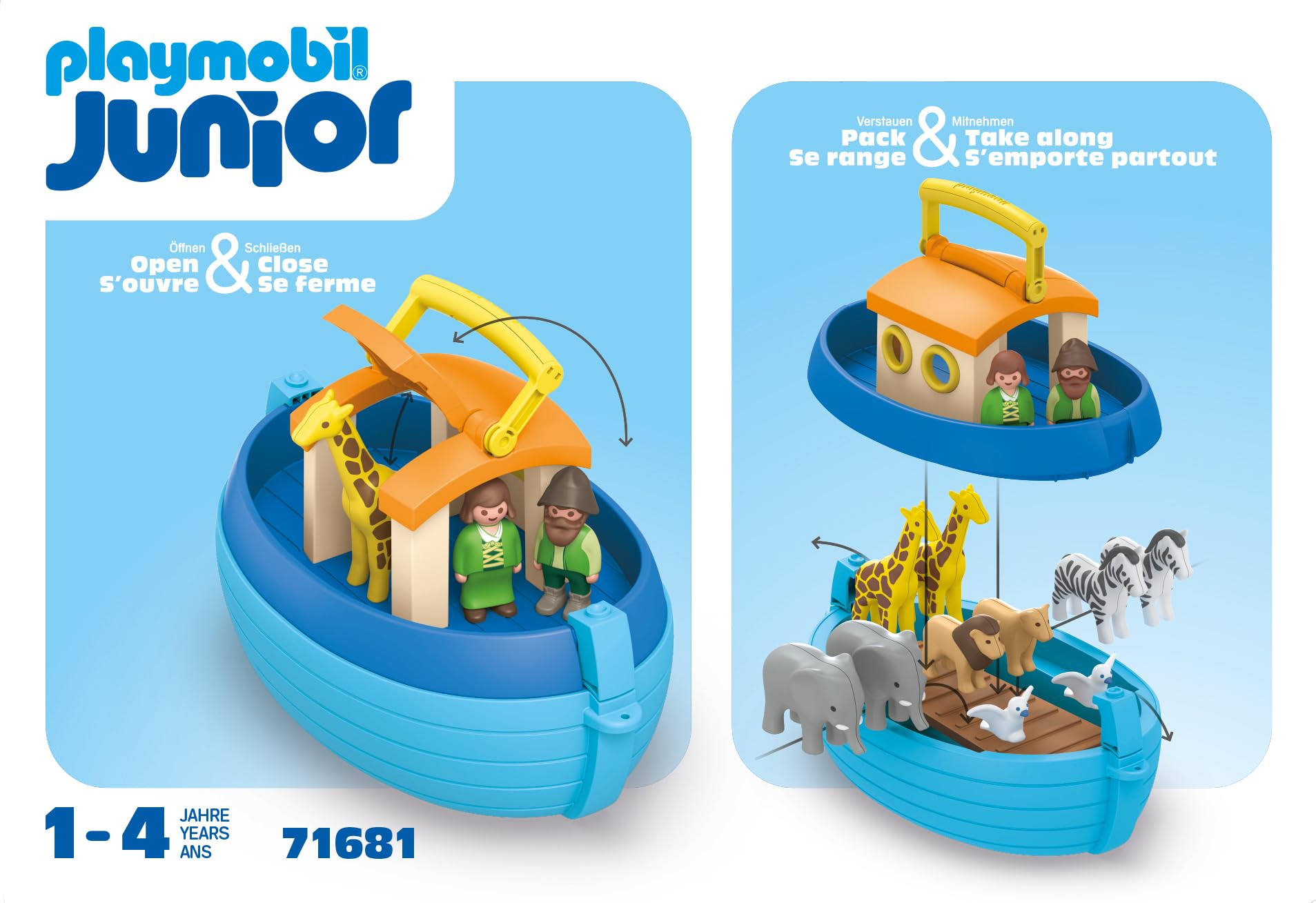 PLAYMOBIL 71681 JUNIOR My Take Along Noah's Ark - Portable Animal Playset for Toddlers 12 Months+ 3