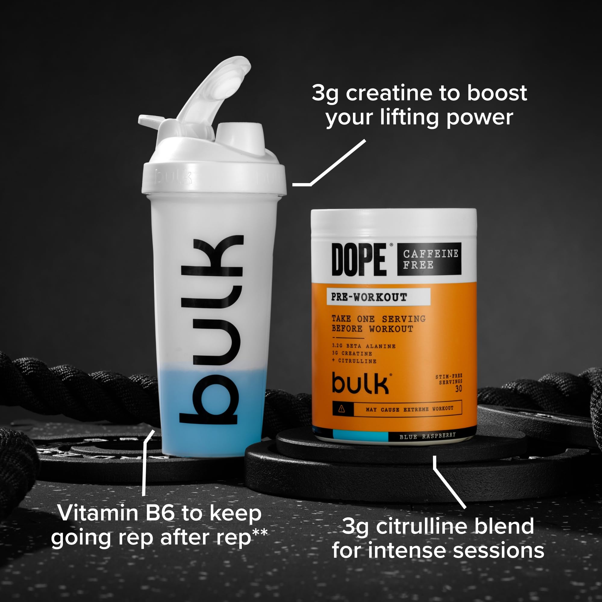 Bulk Dope Caffeine Free Pre-Workout Powder - Fruit Punch | 510g | 30 Servings 6