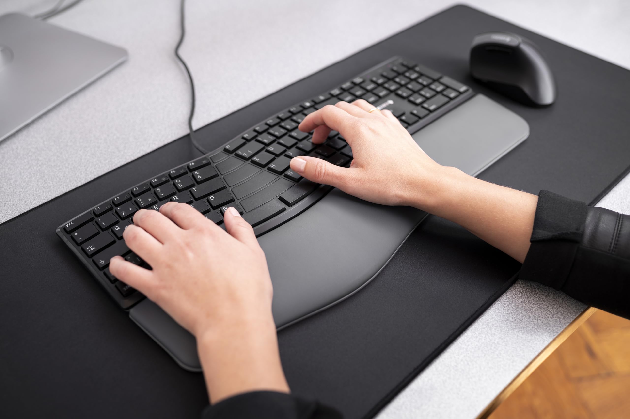 CHERRY KC 4500 ERGO - Ergonomic Wired Keyboard | UK Layout | Padded Palm Rest | Black 5