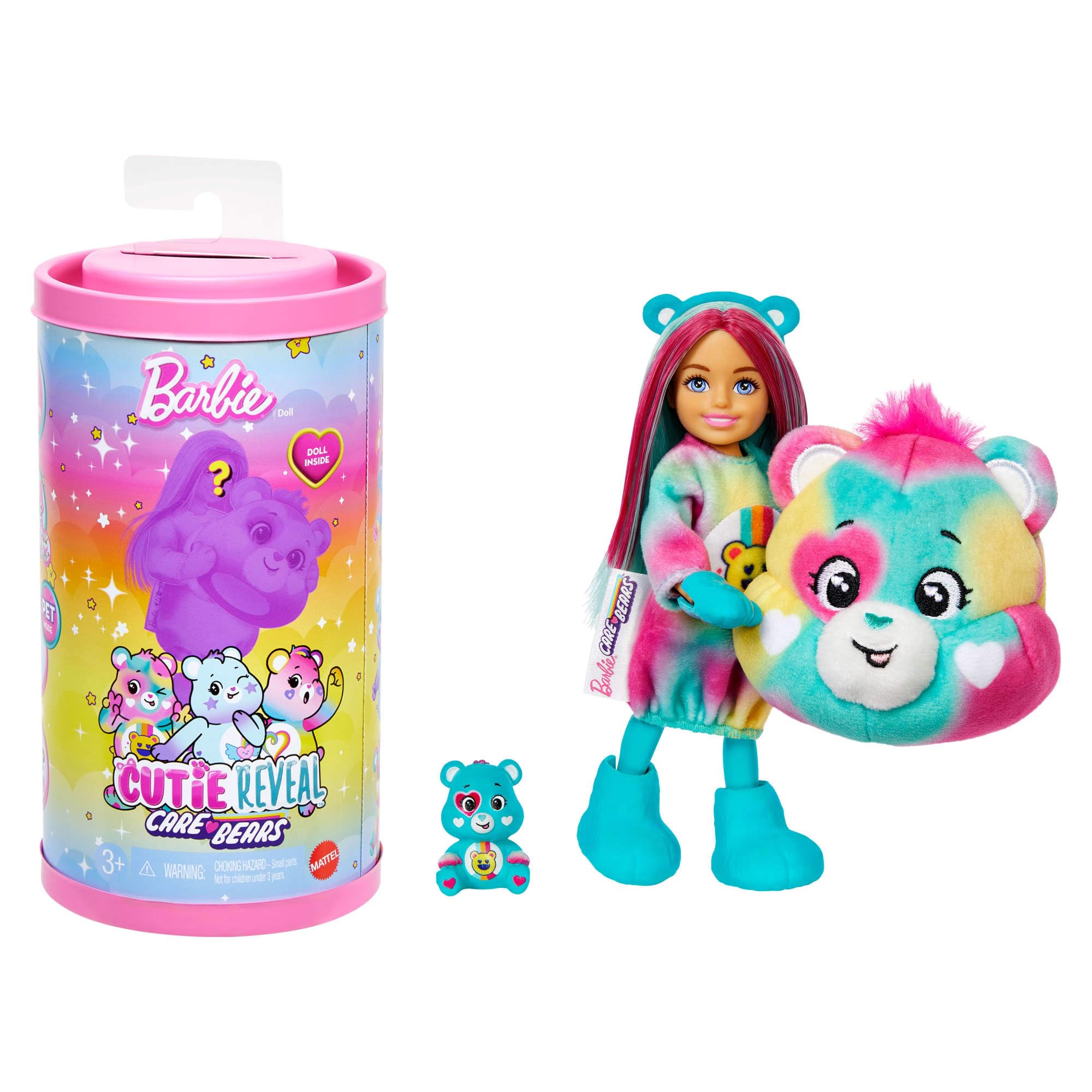 Barbie Cutie Reveal Care Bears Chelsea Doll - 6 Surprises, Plush Costume & Color Change, Series 2 (Styles May Vary), JGH75
