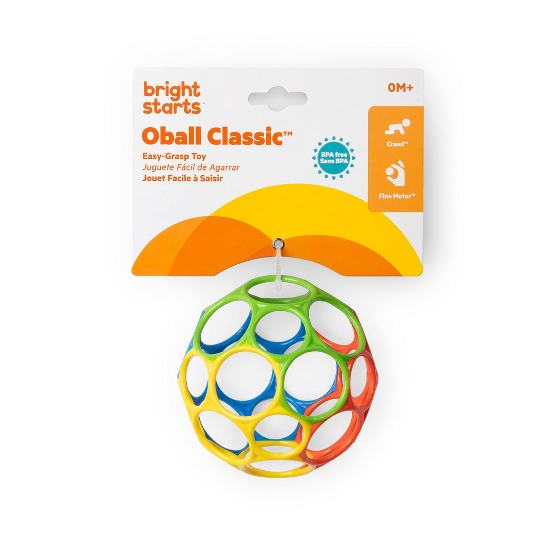 Bright Starts Oball Easy Grasp Classic Ball - BPA-Free Infant Toy for Newborns, 4-Inch Multi-Color