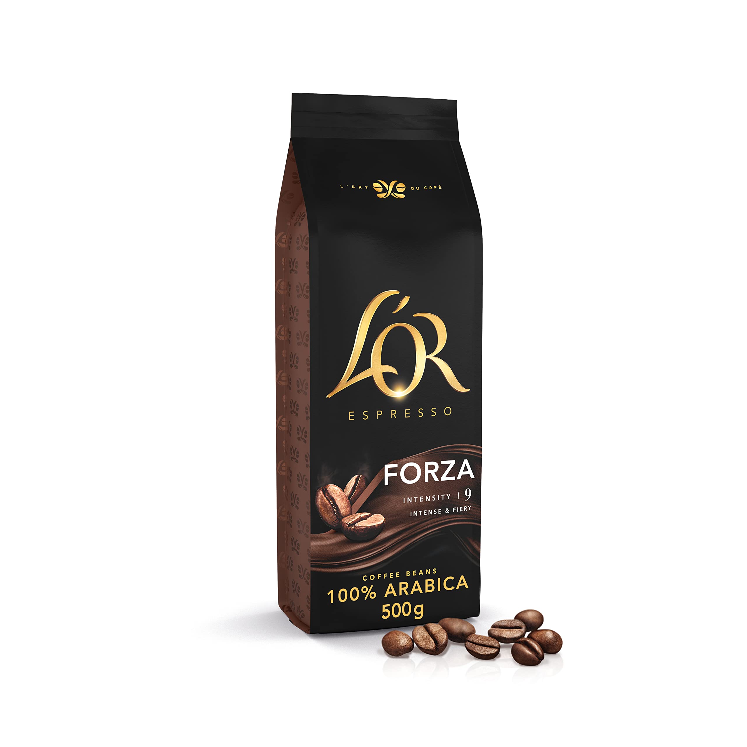 L'OR Espresso Forza Whole Roasted Coffee Beans - Intensity 9 | 500g | 100% Arabica