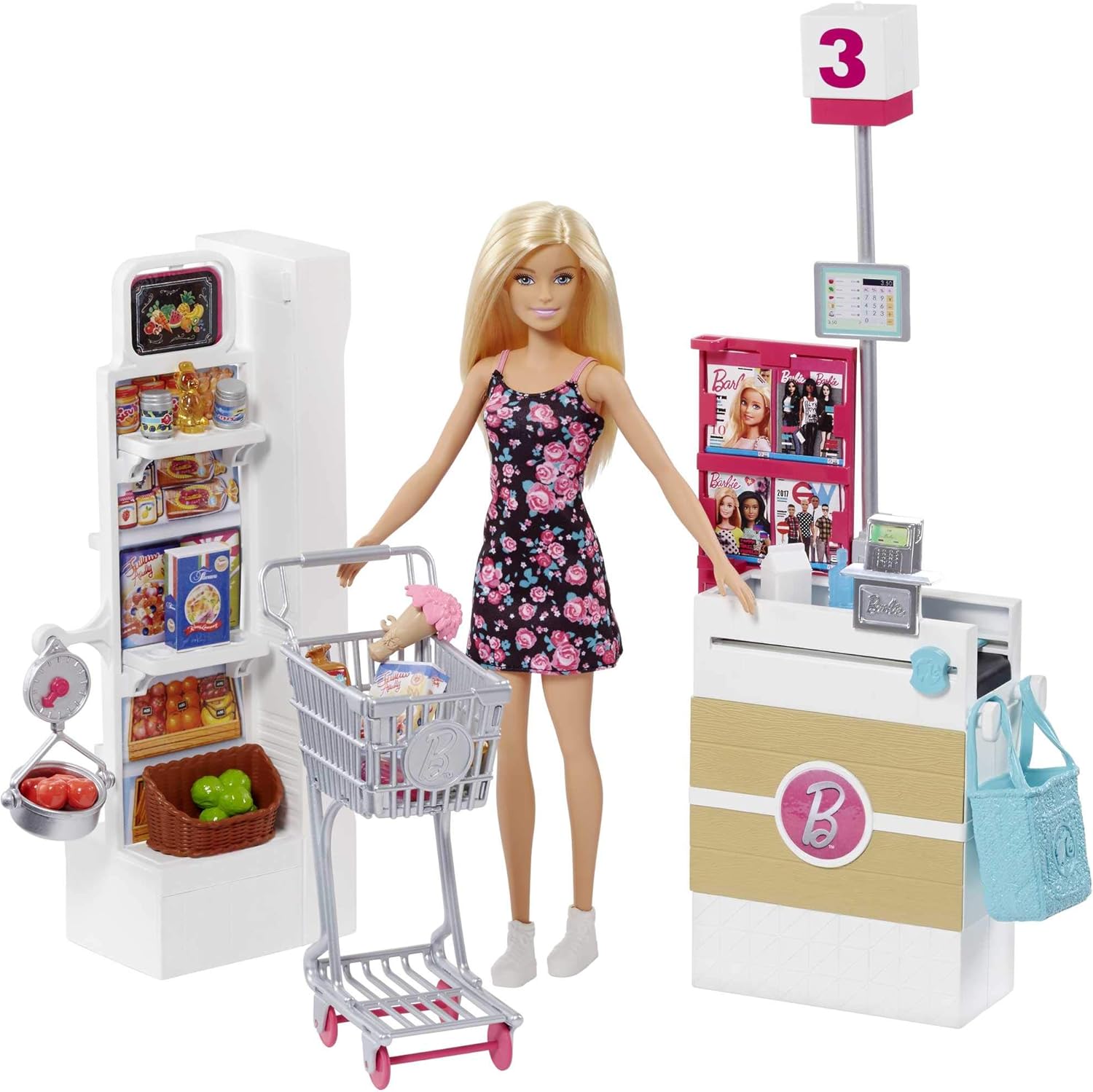 Barbie Grocery Store Playset - Supermarket Role Play for Ages 3+