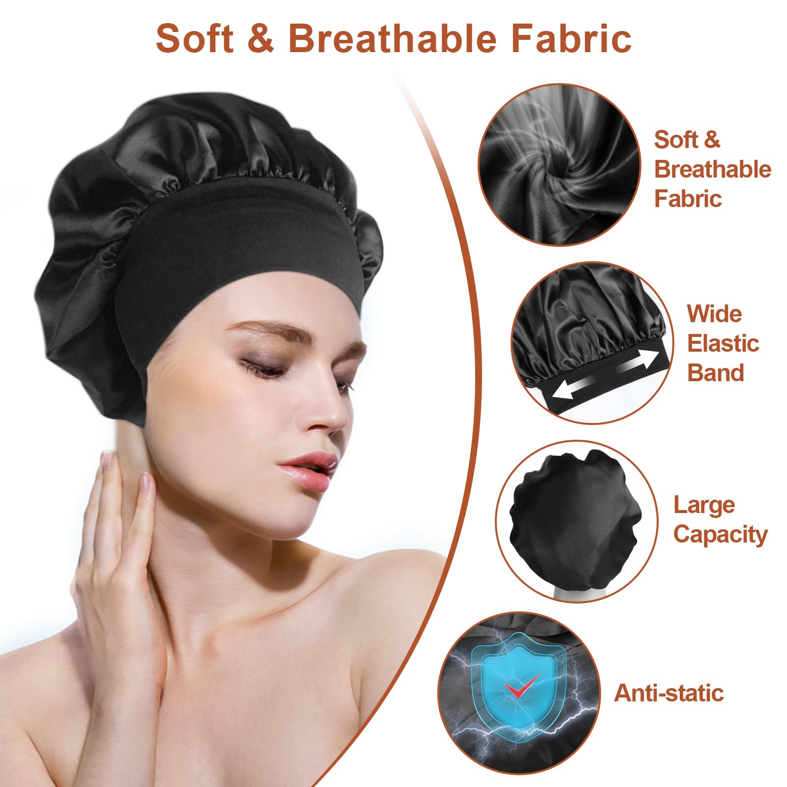 MOXYOY Silk Bonnet - Protects Hair While Sleeping | Breathable | Reusable 2