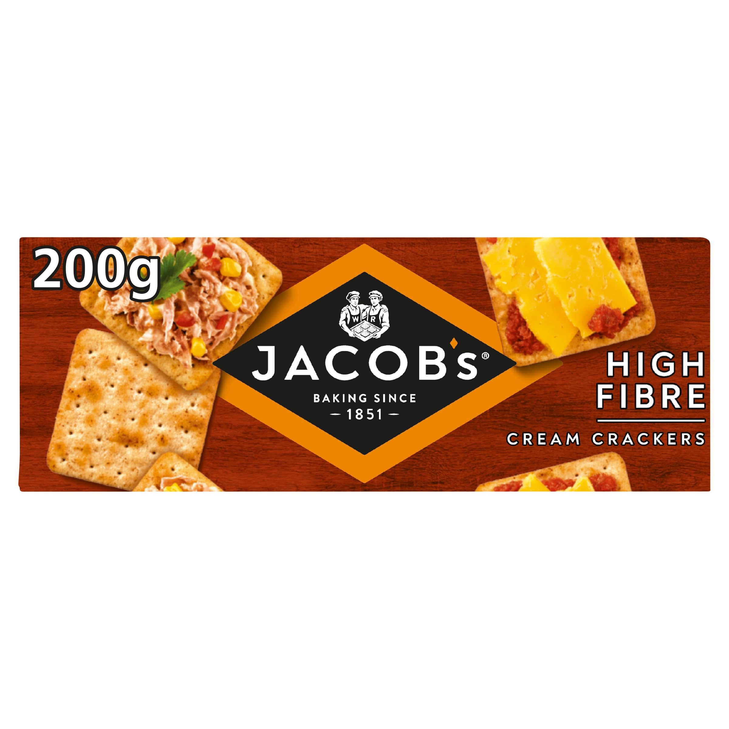 JACOB'S High Fibre Cream Crackers - Added Wheat Bran & Fibre | 200 g Pack