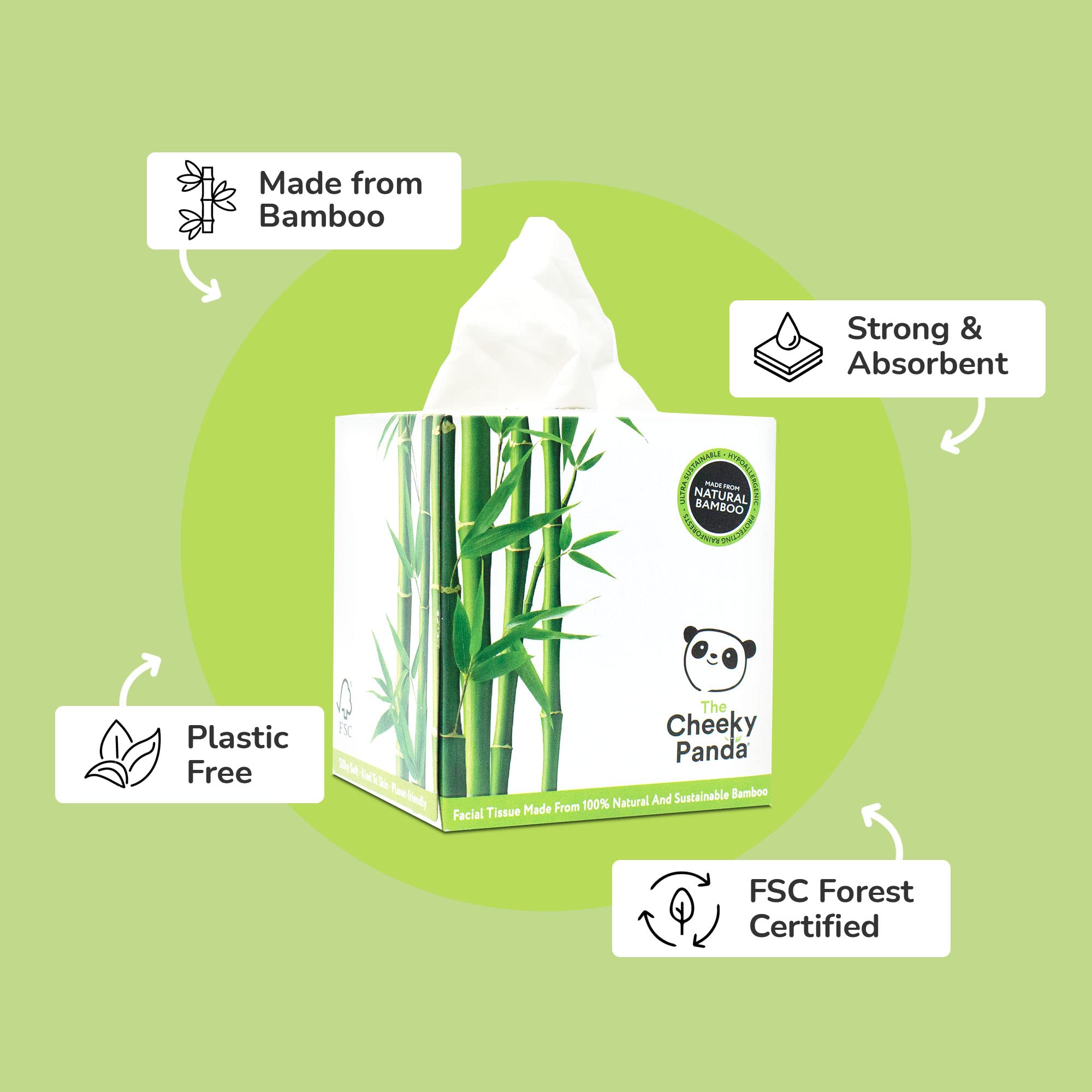 The Cheeky Panda - 100% Bamboo Facial Tissue Cube (Pack of 56) 6