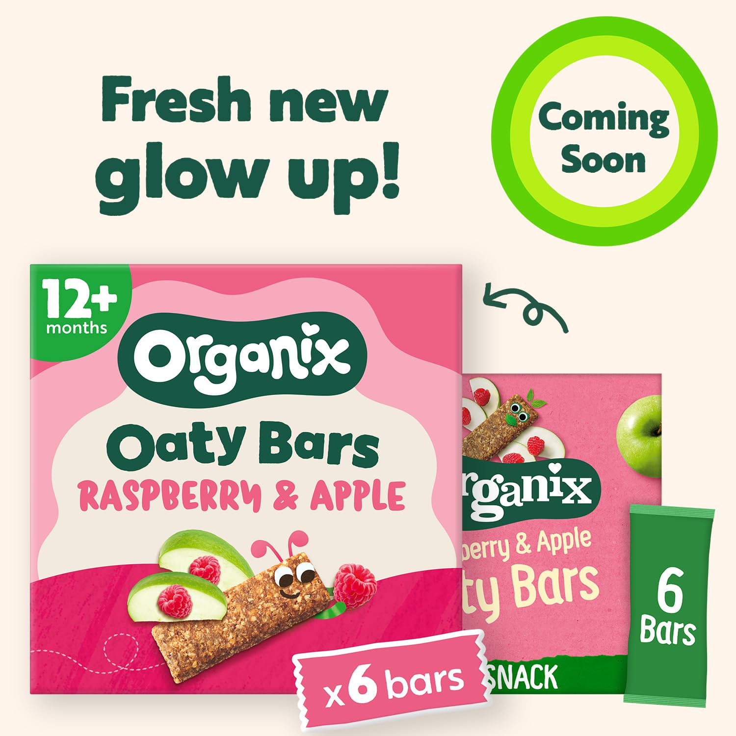 Organix Raspberry & Apple Oaty Snack Bars - 6 Boxes of 6 x 23g