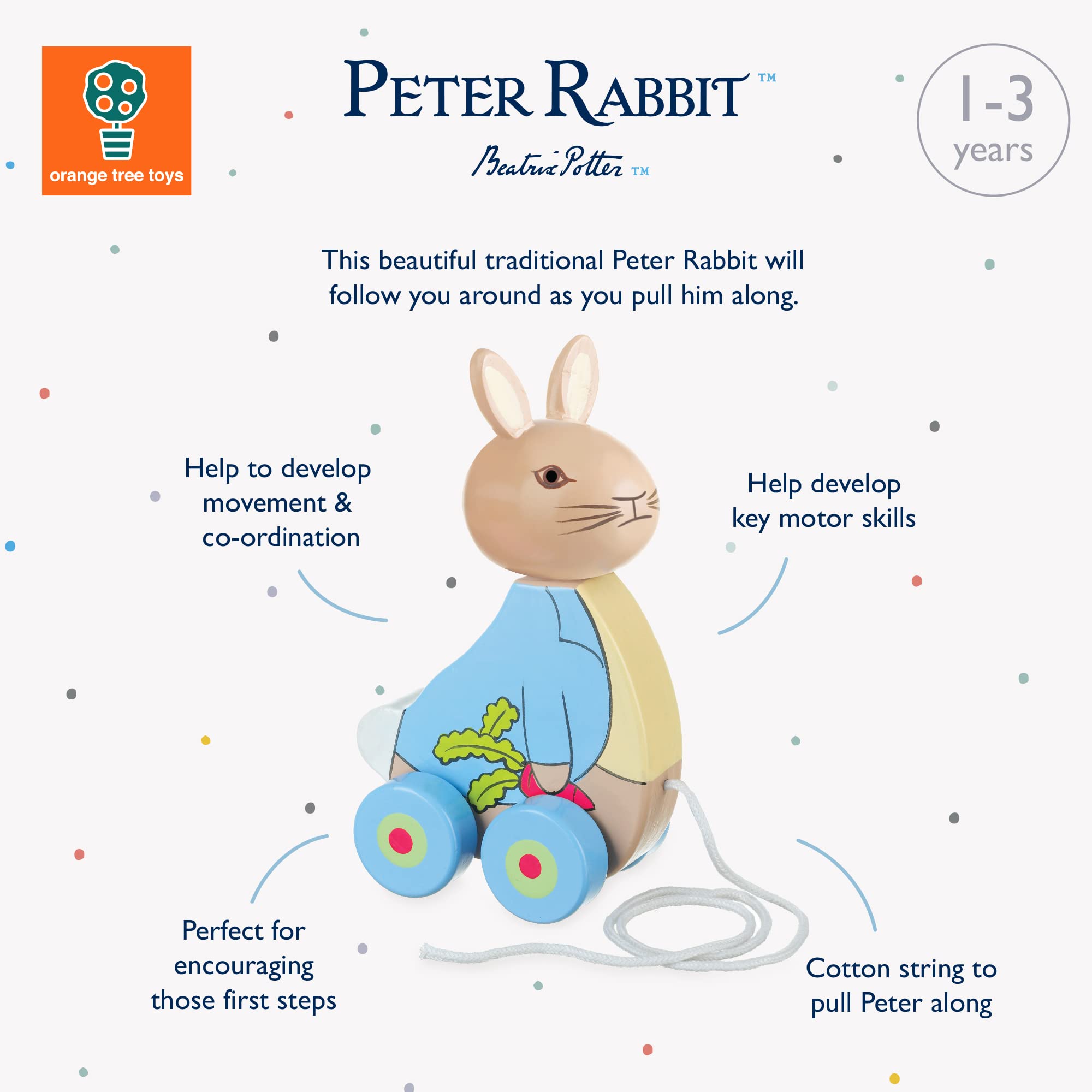 Peter Rabbit Wooden Pull Along Toy - Handcrafted Wood Animal for Toddlers 12 Months+ 7