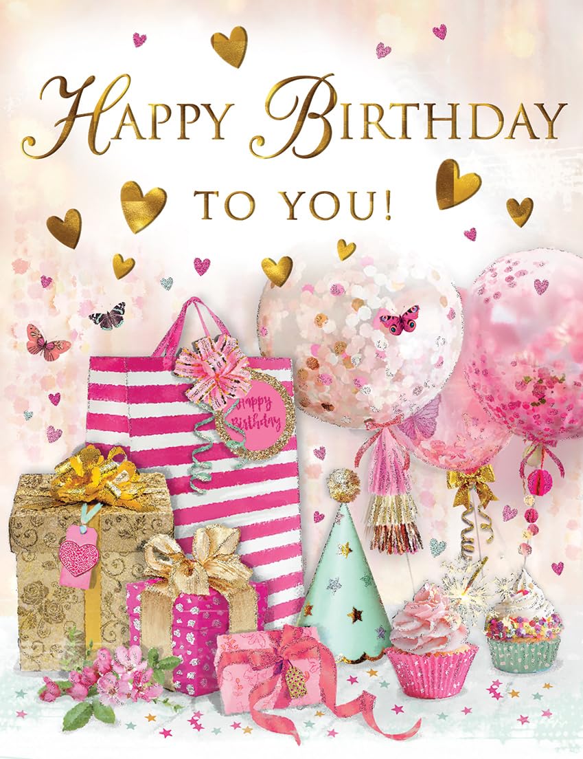 Piccadilly Greetings Birthday Card for Women - 8 x 6 Inches | Pink Color | High Quality