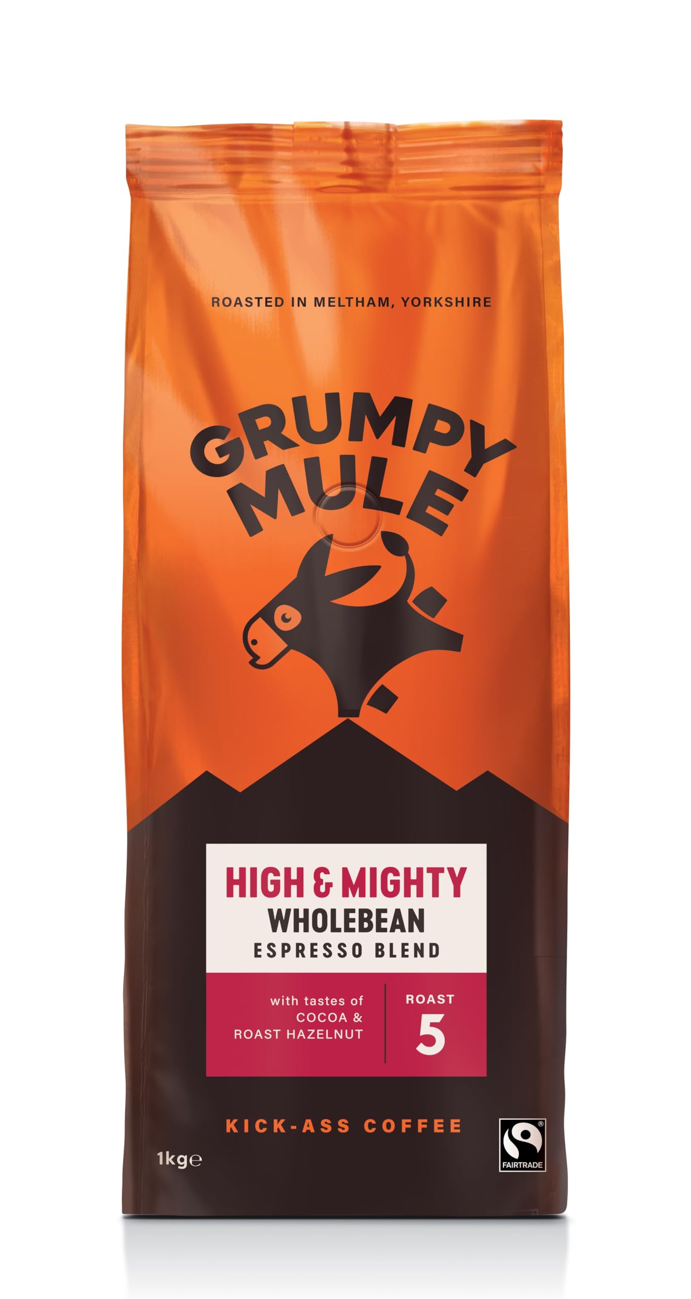 Grumpy Mule High and Mighty Espresso Blend Ganze Kaffeebohnen – Fairtrade-Arabica-Kaffee mit Kakao- und Haselnussnoten