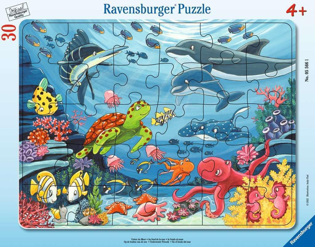 Ravensburger Bottom in The Sea 30-Piece Frame Puzzle - Underwater Friends for Kids 4 Years and Up