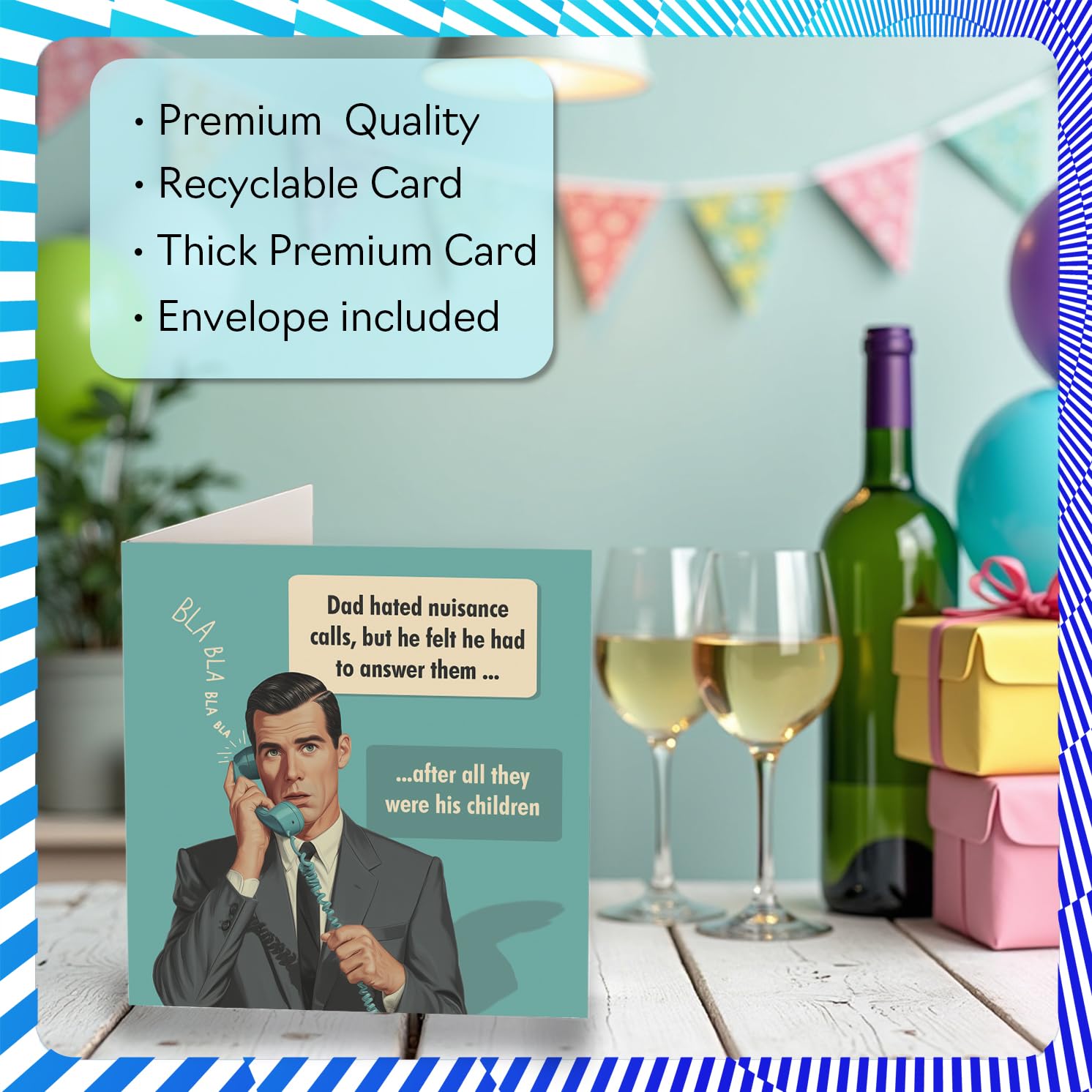 Stuff4 Funny Birthday Card for Dad - Vintage Wit Illustration | 145mm Square 3