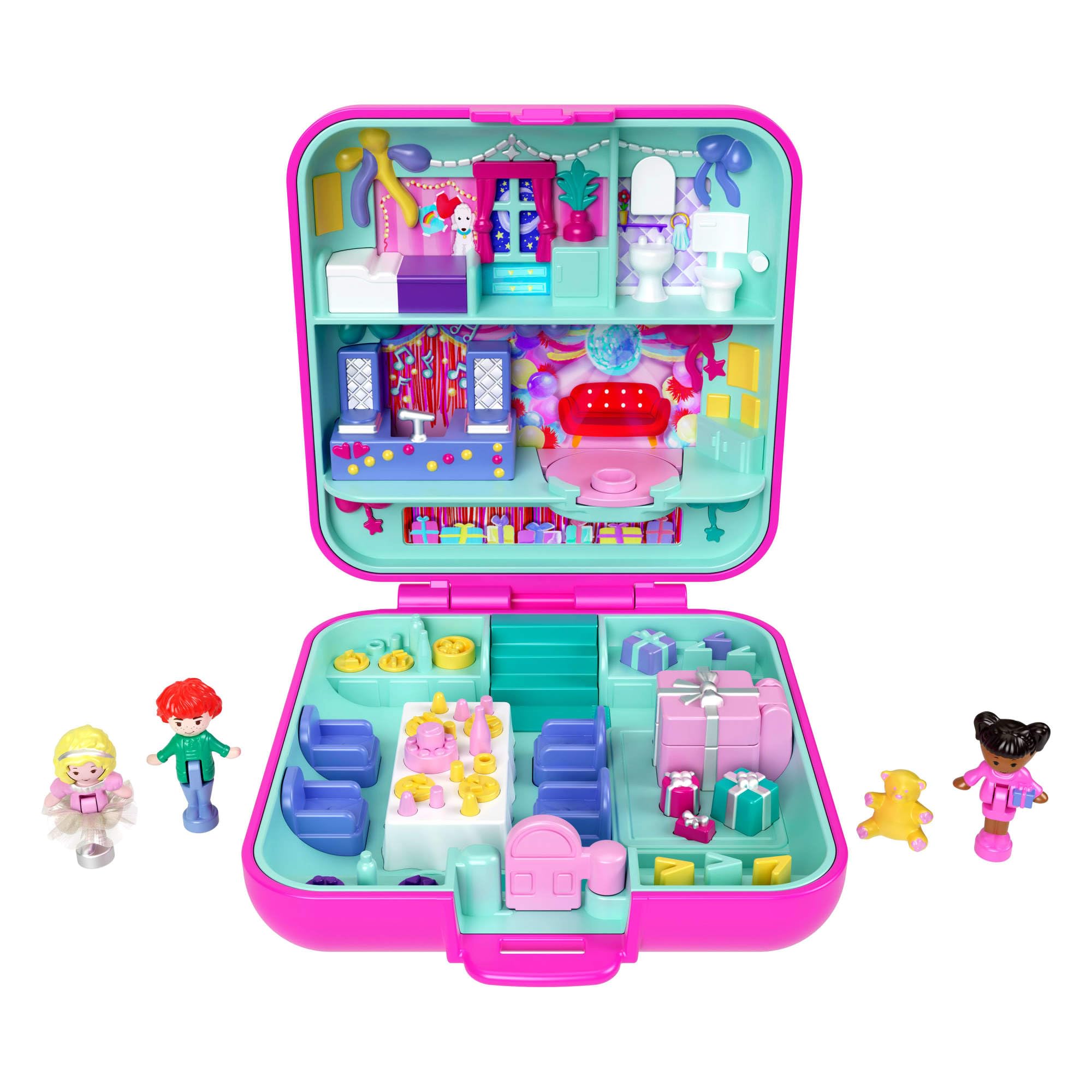 Polly Pocket Mattel 80th Anniversary Heritage Compact Playset - House Party with 3 Micro Dolls & Pet, Ages 4+ 6