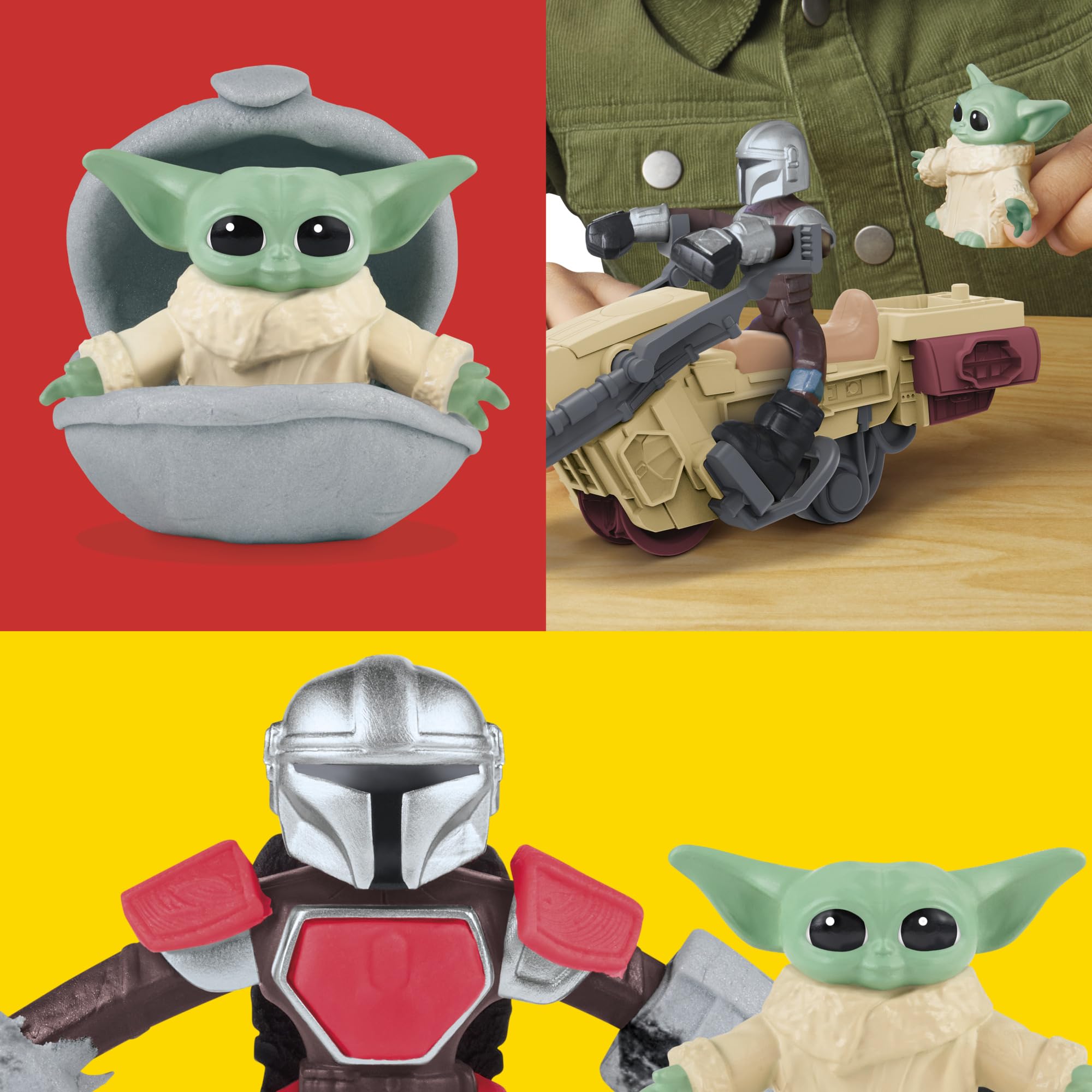Play-Doh STAR WARS: THE MANDALORIAN Launching Speeder Playset - Action Figures & Vehicle for Kids 4+