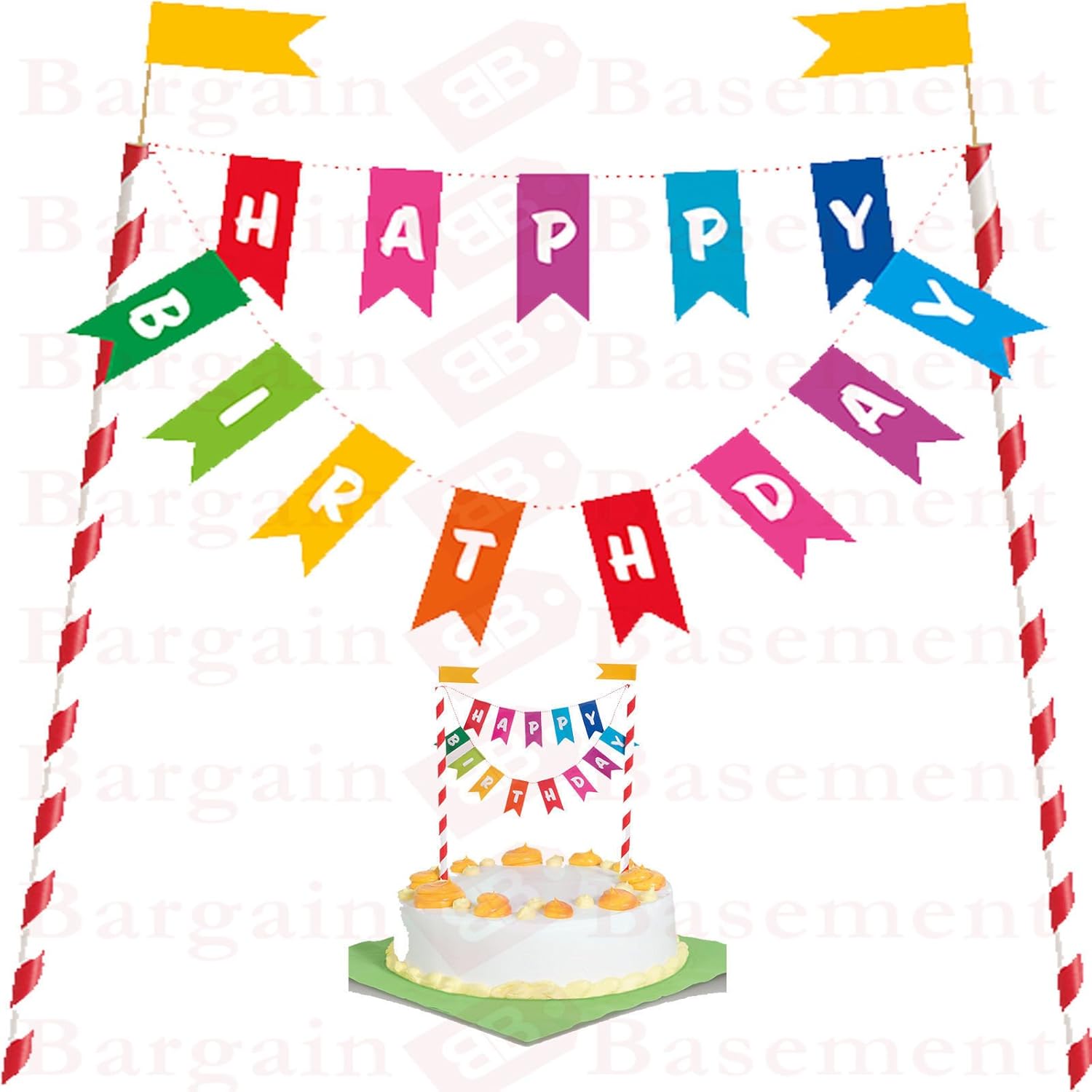 Rainbow Birthday Cake Bunting Topper - Happy Birthday Cake Decoration 5