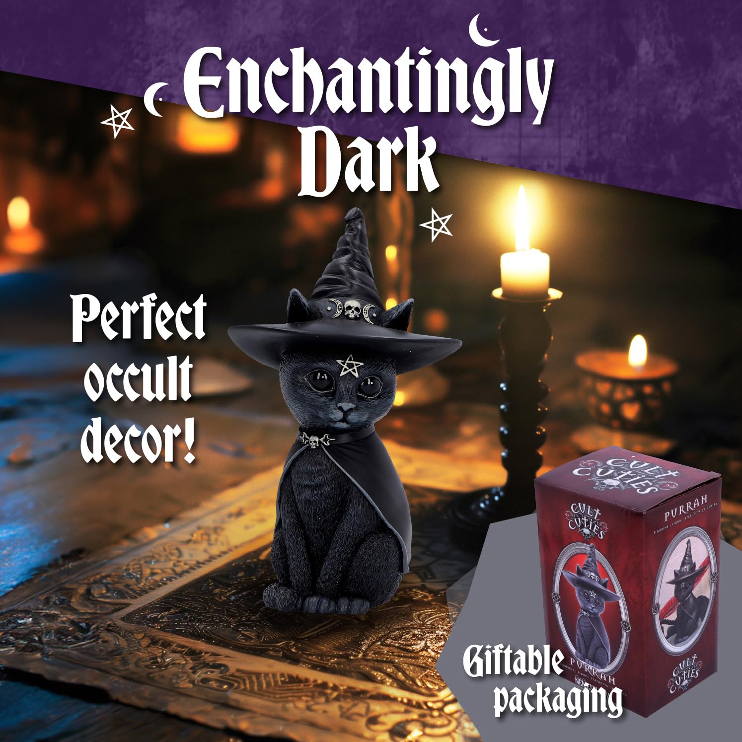 Nemesis Now Cult Cuties - Purrah Witches Hat Occult Cat Figurine 10