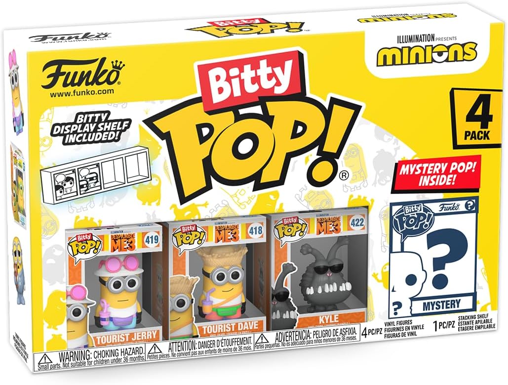 Funko Bitty POP! Minions - Tourist Dave, Tourist Jerry, Kyle & Mystery Mini Figure Vinyl Set (73038) 10