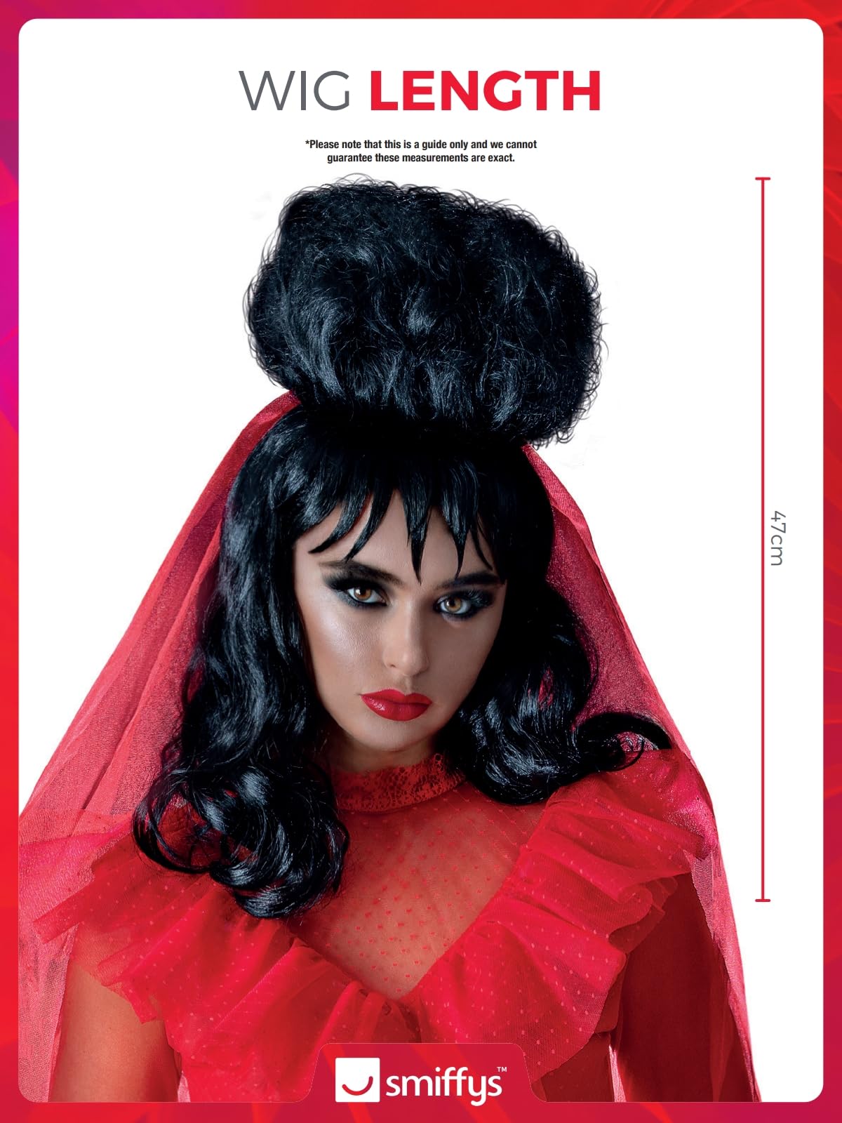 Smiffys Beetlejuice Lydia Mid-Length Black Wig with Fringe 5