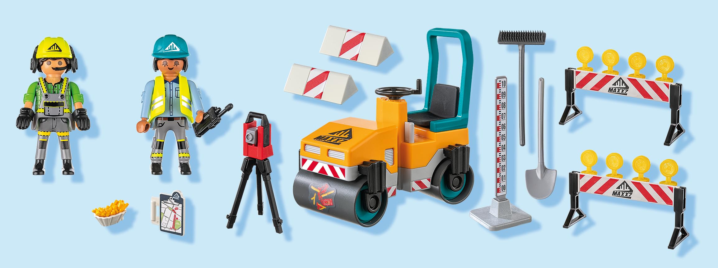 Playmobil Action Heroes Road Construction Site - Building Playset for Kids 4-10