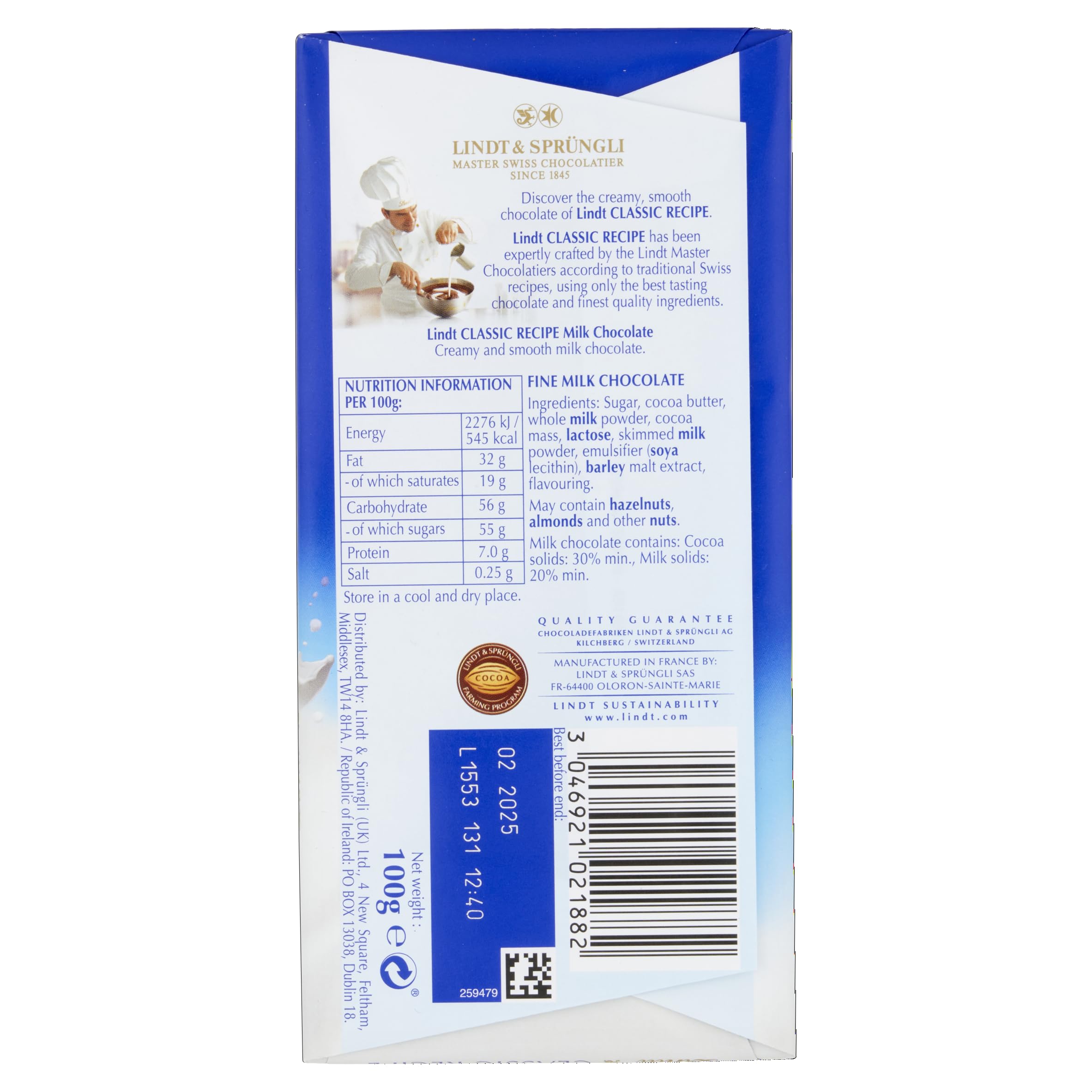 Lindt Classic Recipe Milk Chocolate 100g 4