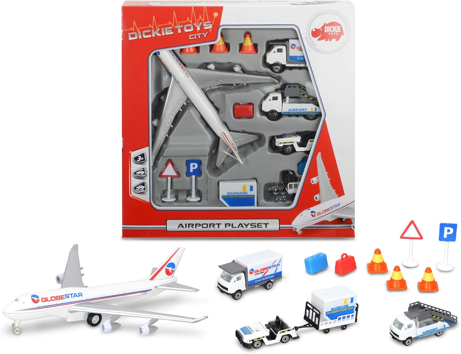 Dickie 203743001 Airport Playset - Vehicle Playset with 13 Pieces for Kids 3+ 10