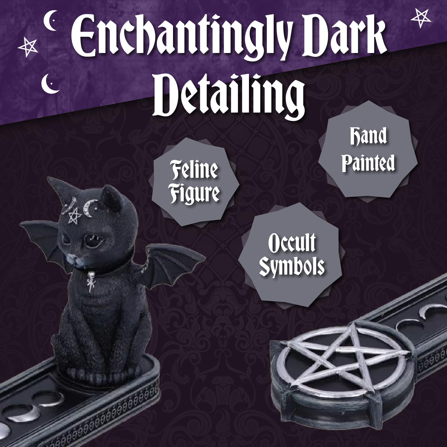 Nemesis Now Cult Cuties Malpuss Gothic Incense Holder in Black Resin 8