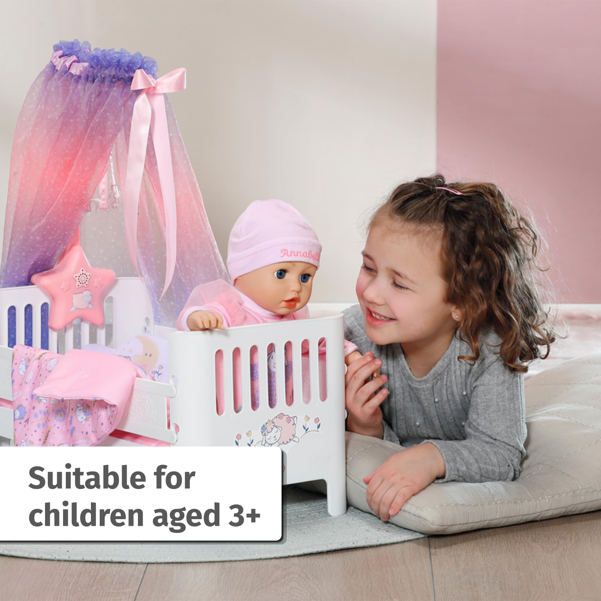 Baby Annabell Sweet Dreams Bed - Light-Up Canopy with Lullaby & Bedding Set 6
