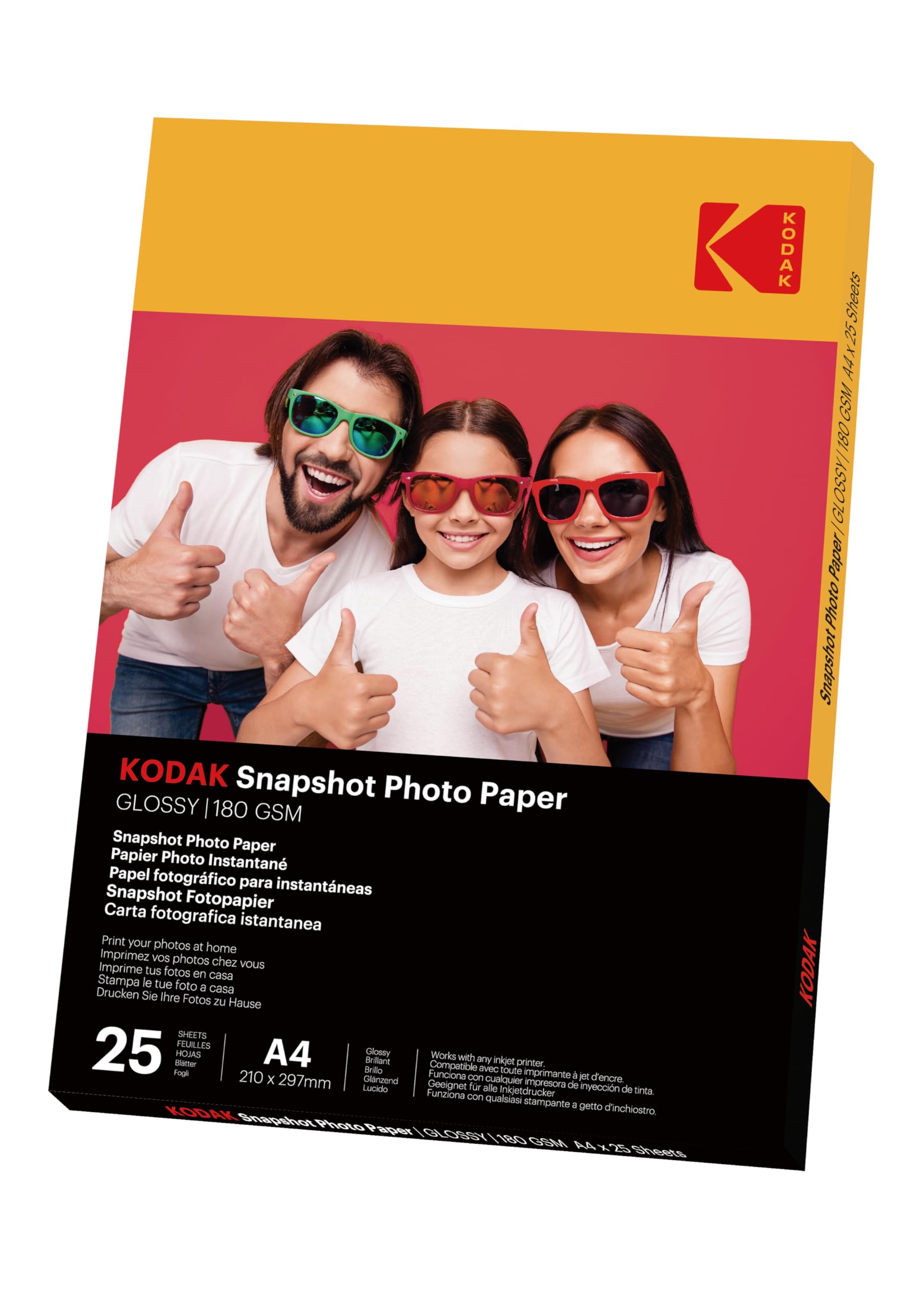 KODAK Snapshot Photo Paper - 25 Sheets A4 Inkjet | 180 g/m² Glossy Finish 1