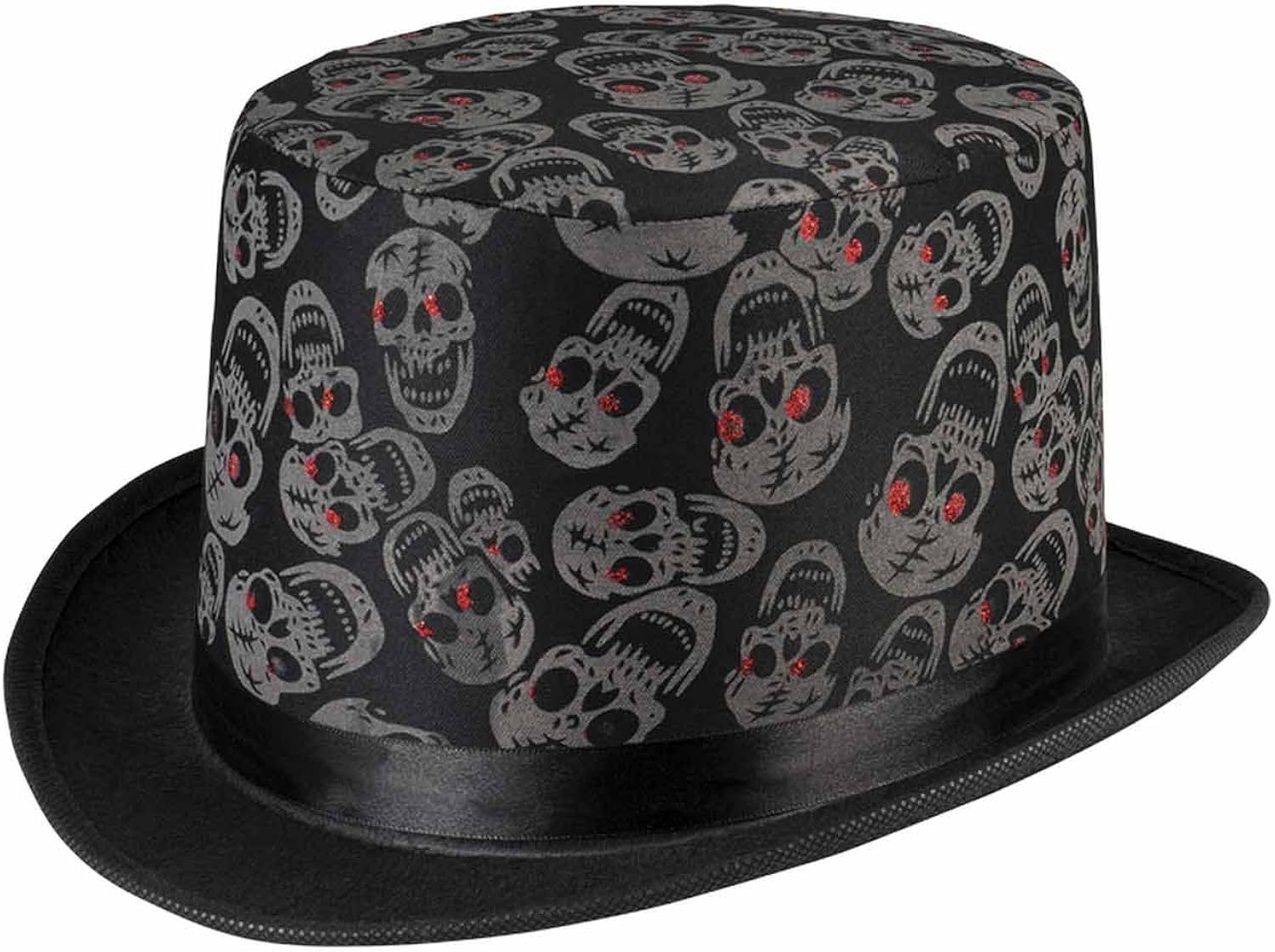 Boland Day of the Dead Skull Top Hat - Black Fancy Dress Accessory for Adults