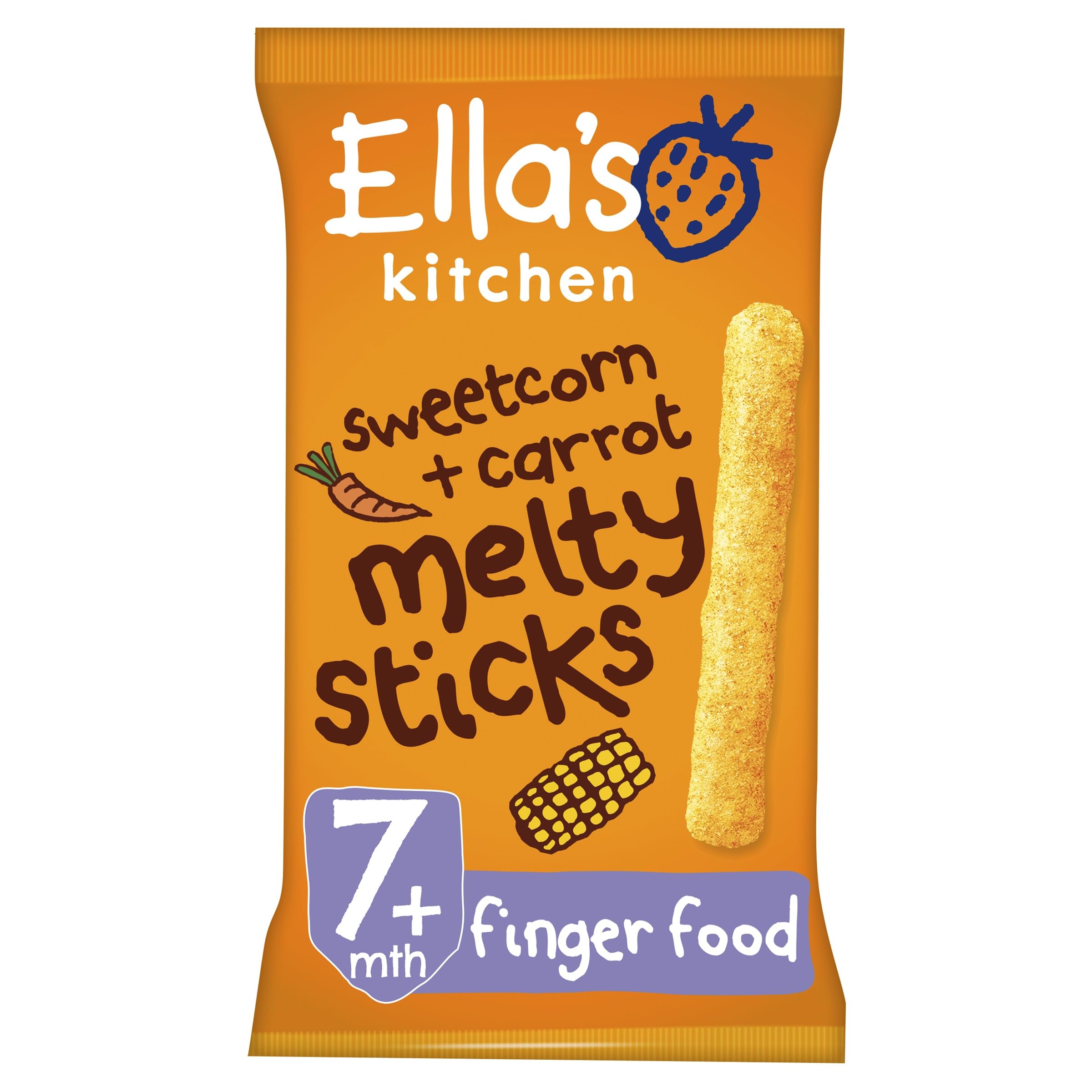 Ella's Kitchen - Sweetcorn and Carrot Melty Sticks Organic Baby Snack for 7+ Months