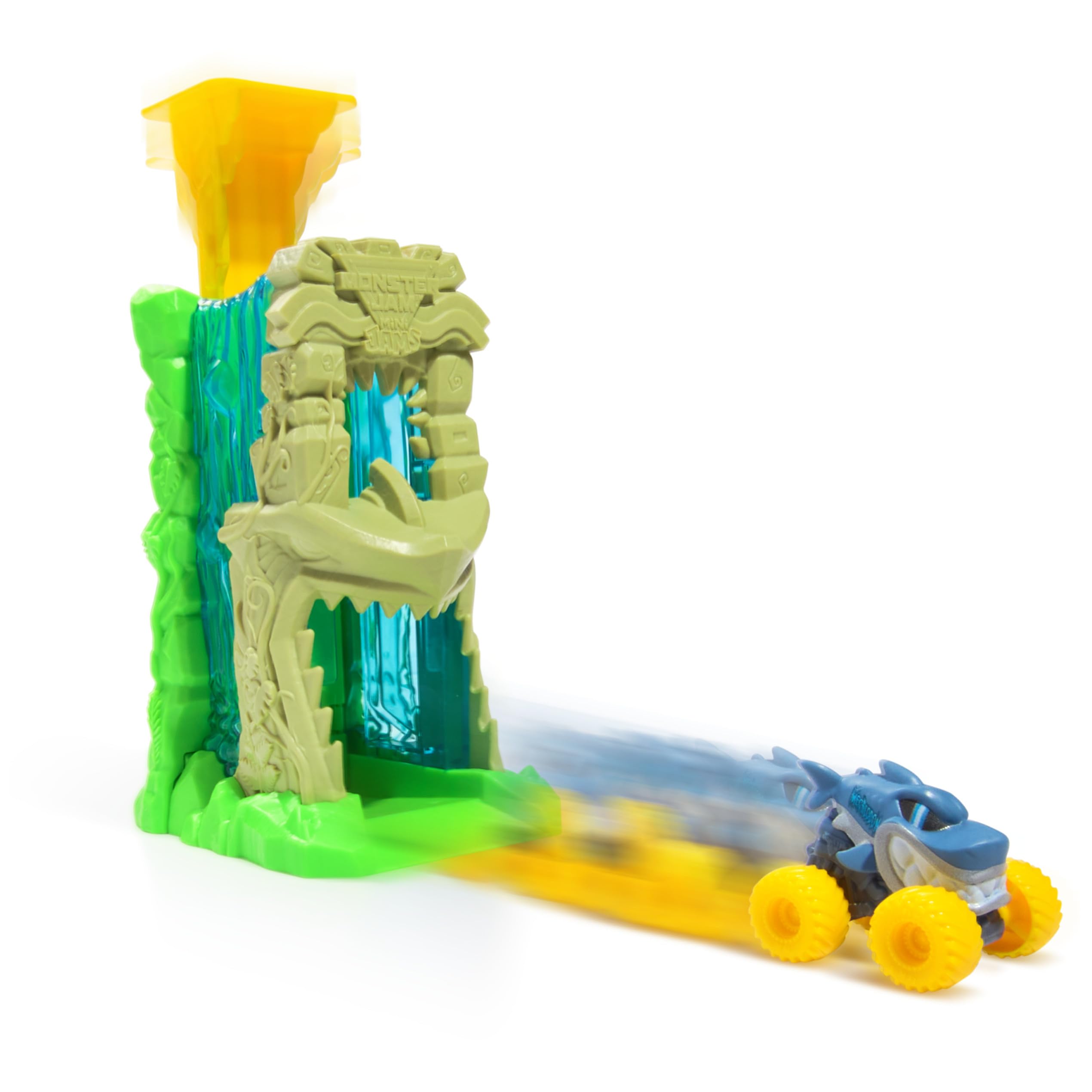 Monster Jam Mini Jams Megalodon Jungle Blaster Launcher Playset - 17.7 cm Rapid Fire Action with 2 Exclusive Trucks 3