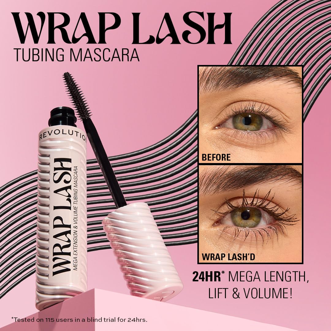 Revolution Beauty London Wrap Lash Tubing Mascara - 24-Hour Wear, Smudge-Proof, Black | 8.5 ml 3