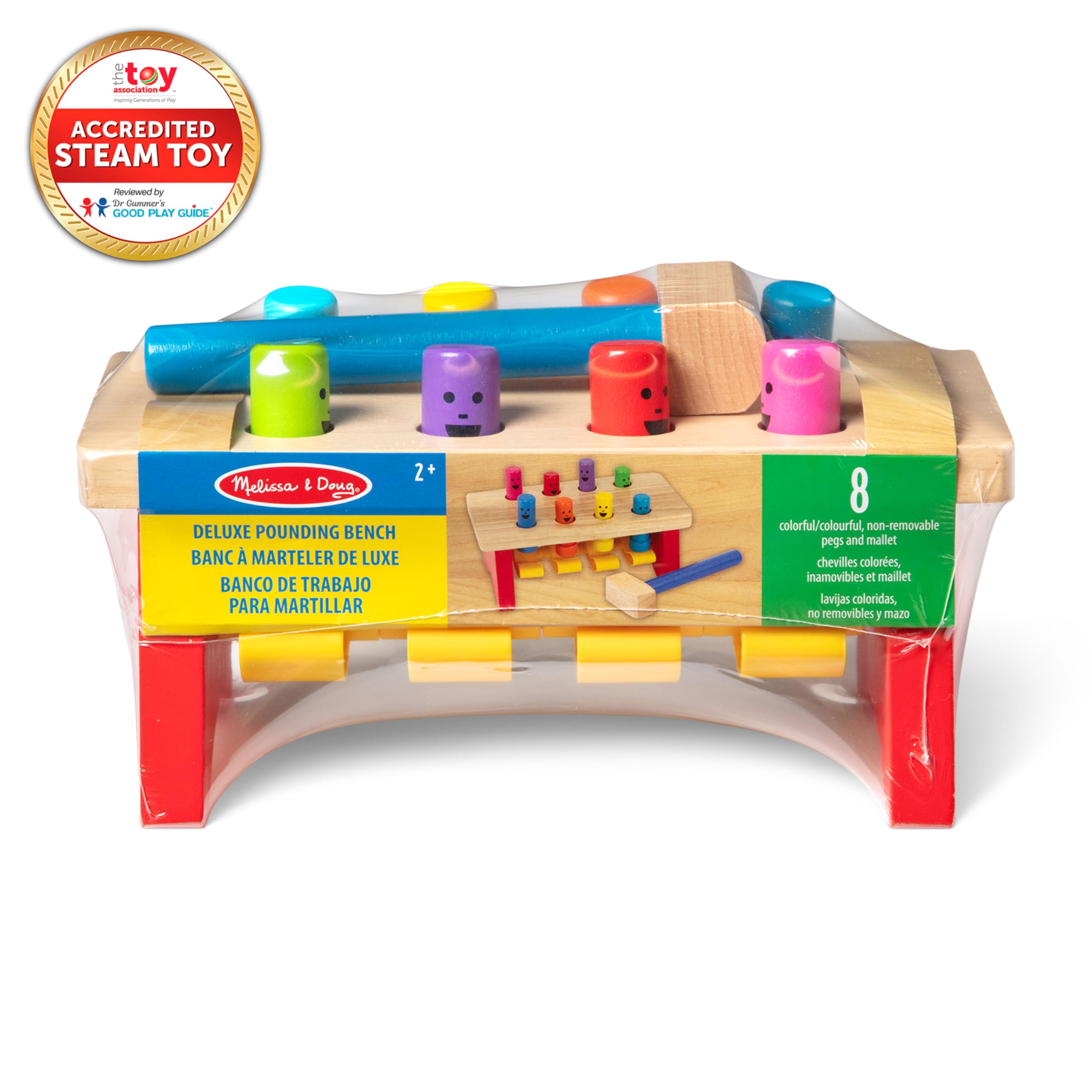 Melissa & Doug Deluxe Pounding Bench - Wooden Motor Skills Toy for Toddlers 2+ 5